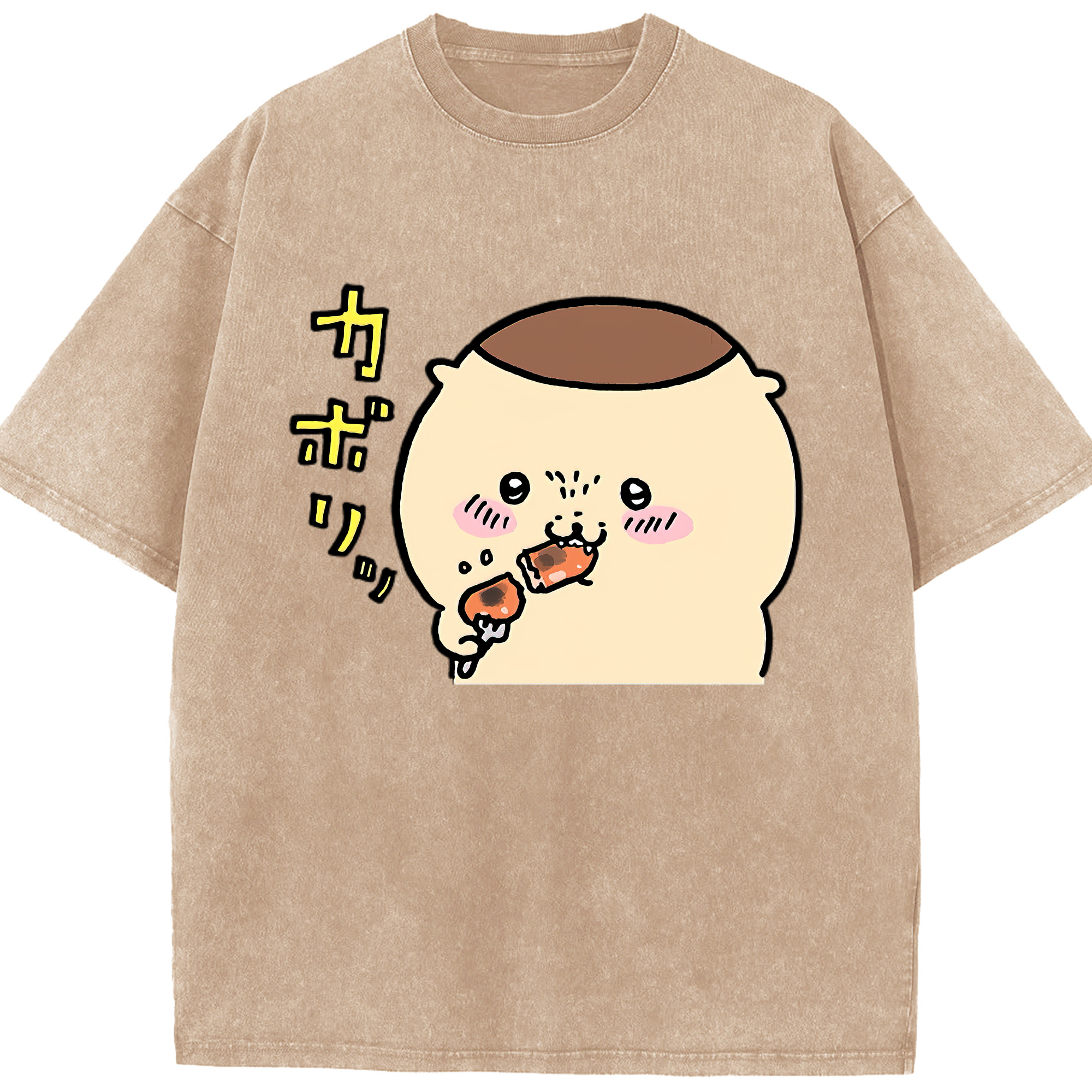 （画像用） ちいかわ くりまんじゅう Chii-kawa kuri manjū 綿100% ヴィンテージ風 半袖Tシャツ（フロントプリント）