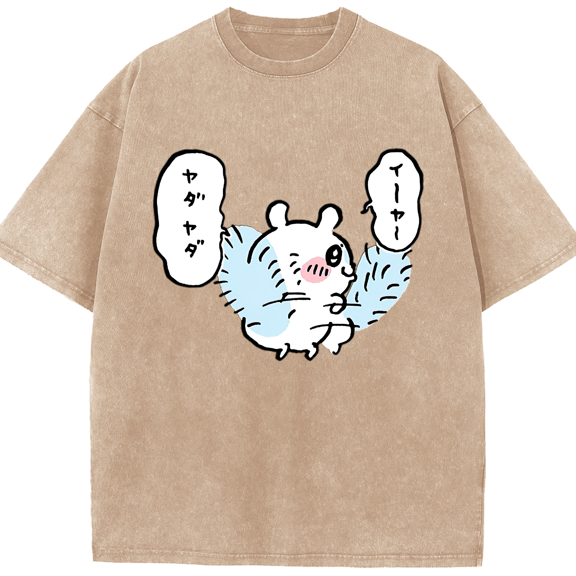 （画像用） ちいかわ モモンガ Chii-kawa Momonga 綿100% ヴィンテージ風 半袖Tシャツ（フロントプリント）