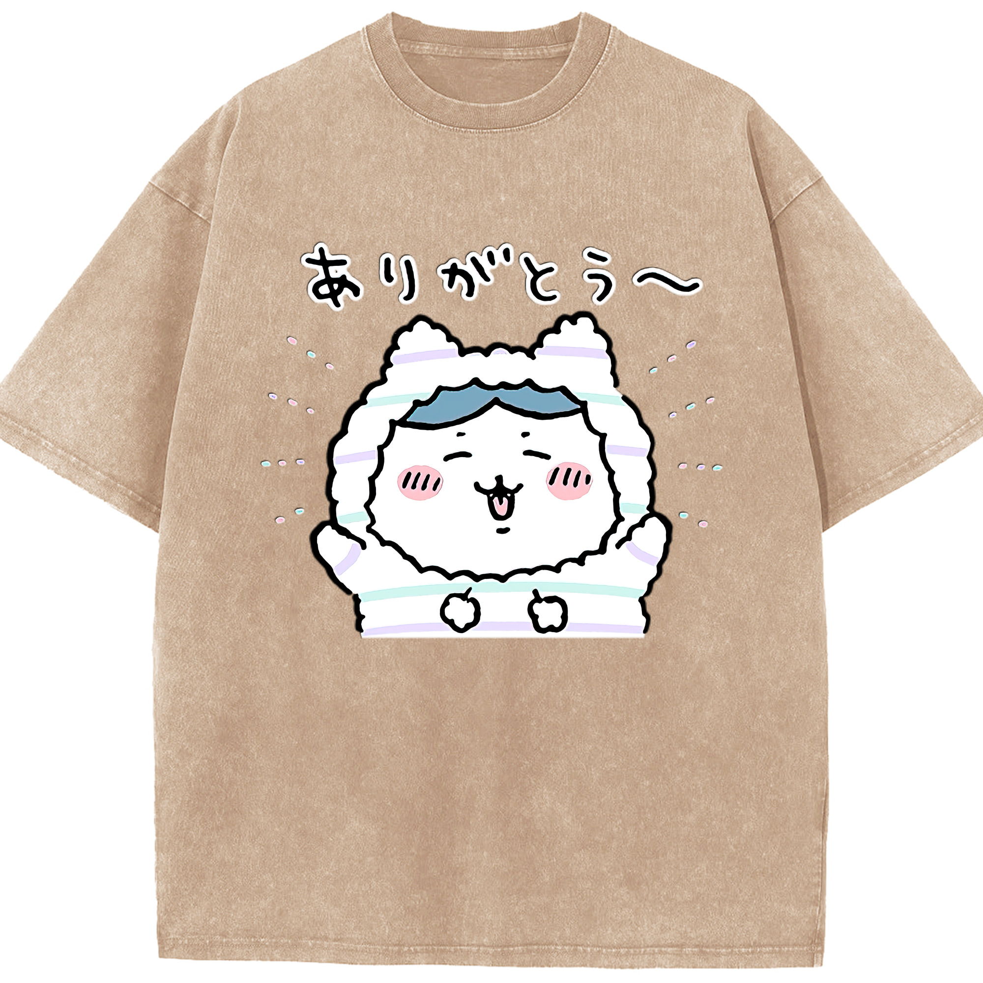 （画像用） ちいかわ ハチワレ Chii-kawa hachiware 綿100% ヴィンテージ風 半袖Tシャツ（フロントプリント）