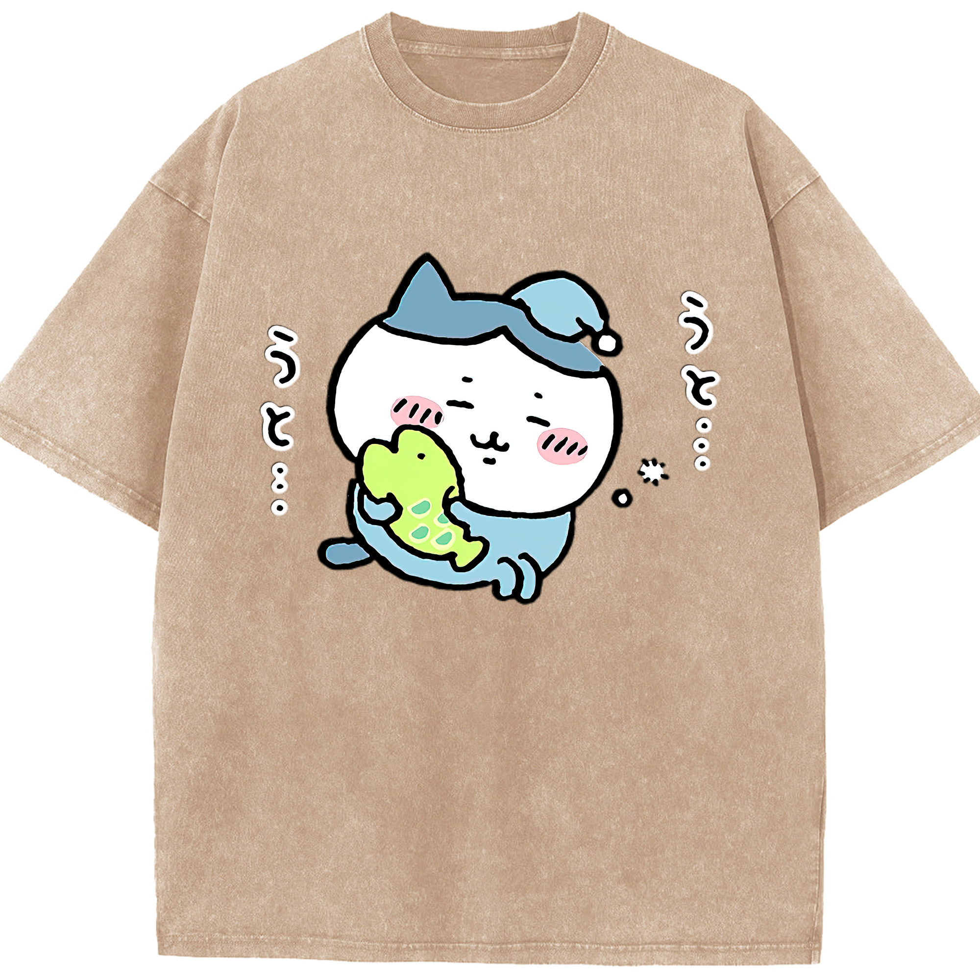 （画像用） ちいかわ ハチワレ Chii-kawa hachiware 綿100% ヴィンテージ風 半袖Tシャツ（フロントプリント）
