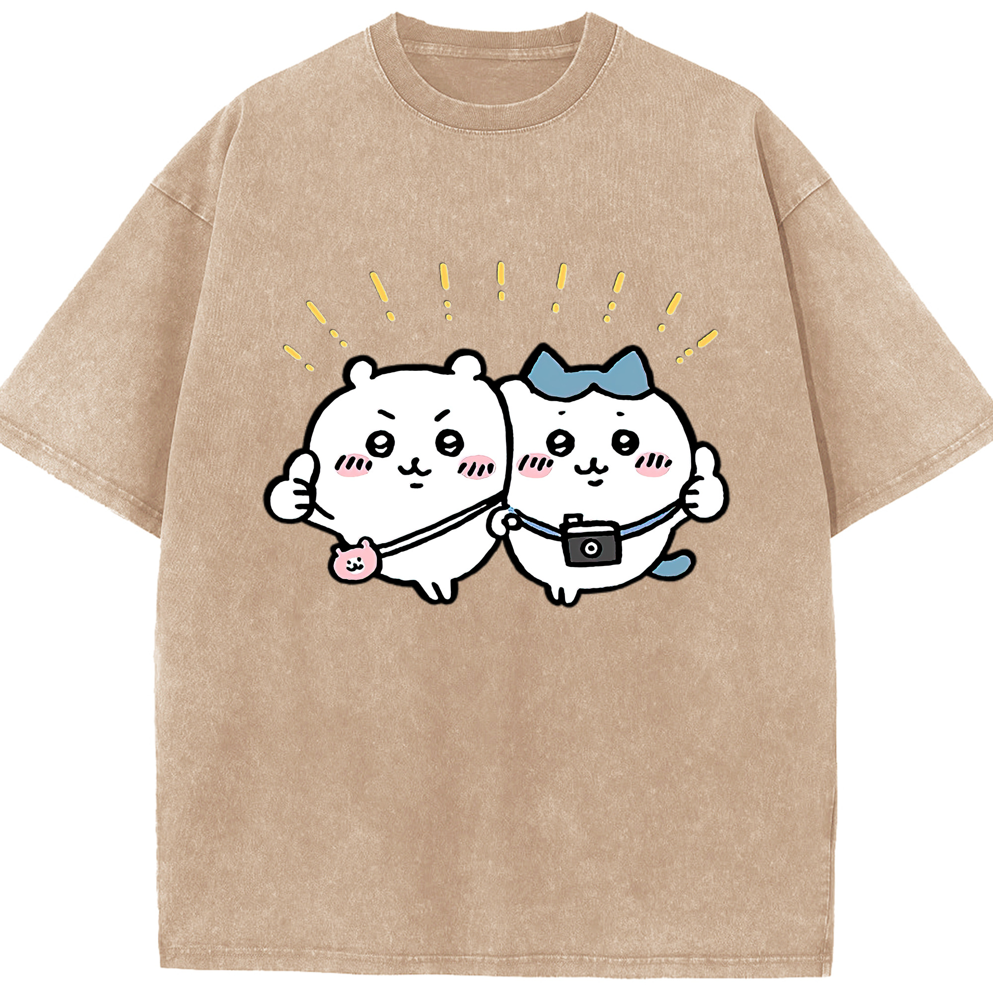 （画像用） ちいかわ ちいかわ Chii-kawa chiikawa 綿100% ヴィンテージ風 半袖Tシャツ（フロントプリント）