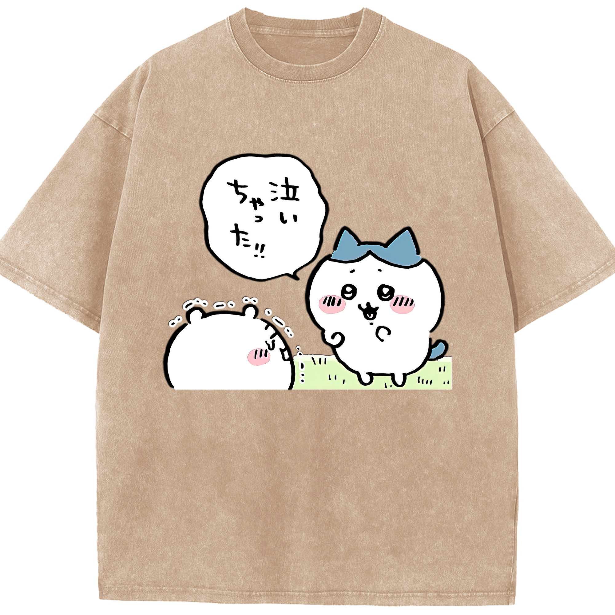（画像用） ちいかわ ハチワレ Chii-kawa hachiware 綿100% ヴィンテージ風 半袖Tシャツ（フロントプリント）