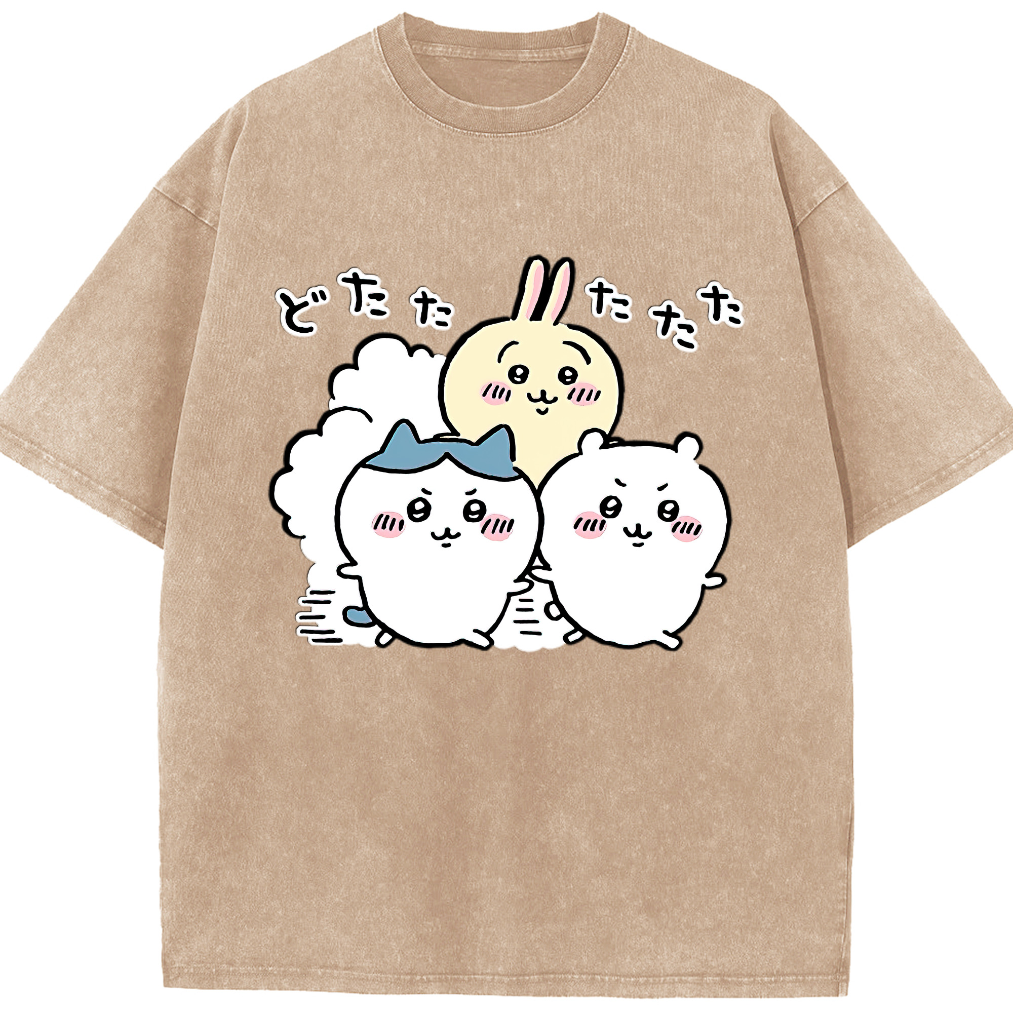 （画像用） ちいかわ ハチワレ Chii-kawa hachiware 綿100% ヴィンテージ風 半袖Tシャツ（フロントプリント）