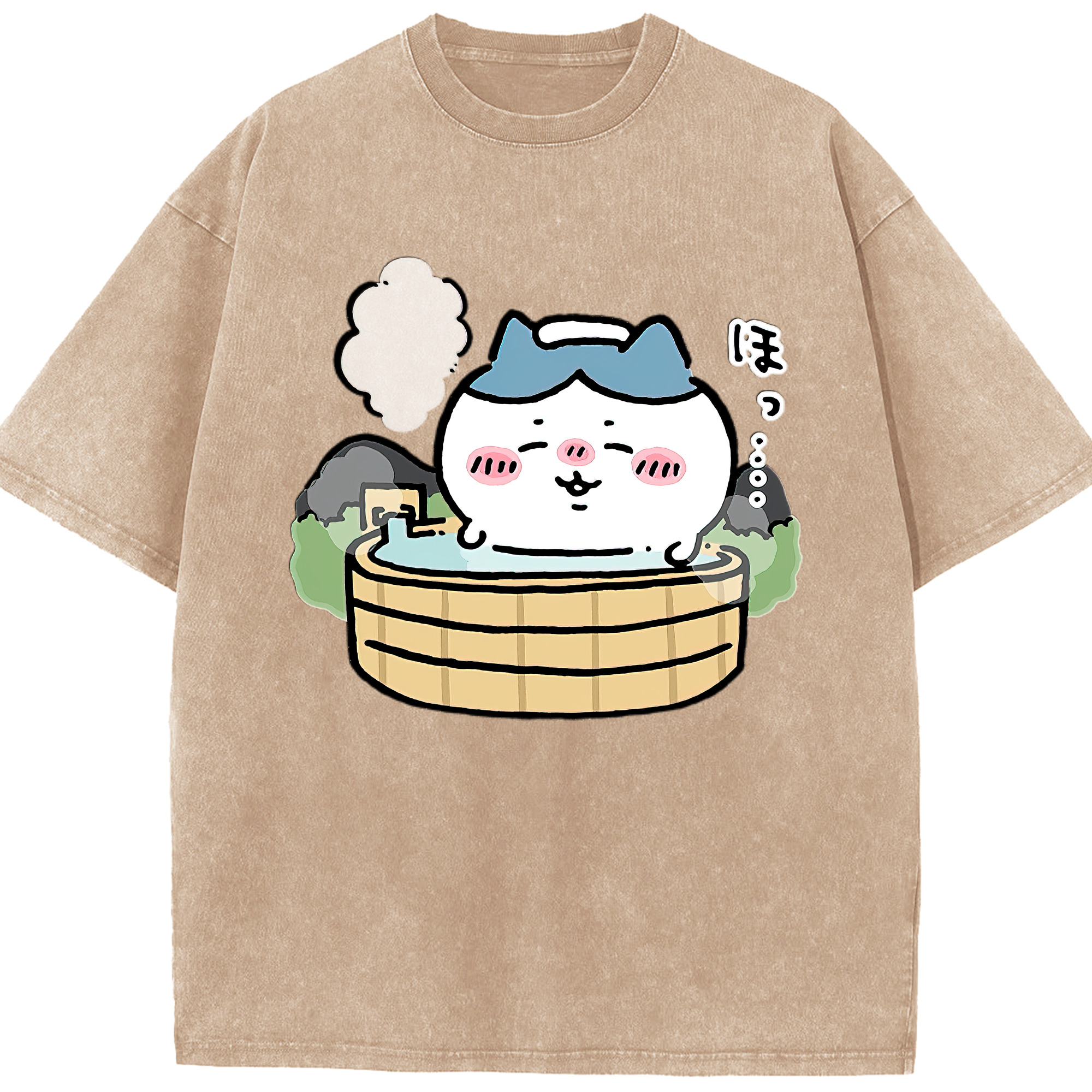 （画像用） ちいかわ ハチワレ Chii-kawa hachiware 綿100% ヴィンテージ風 半袖Tシャツ（フロントプリント）