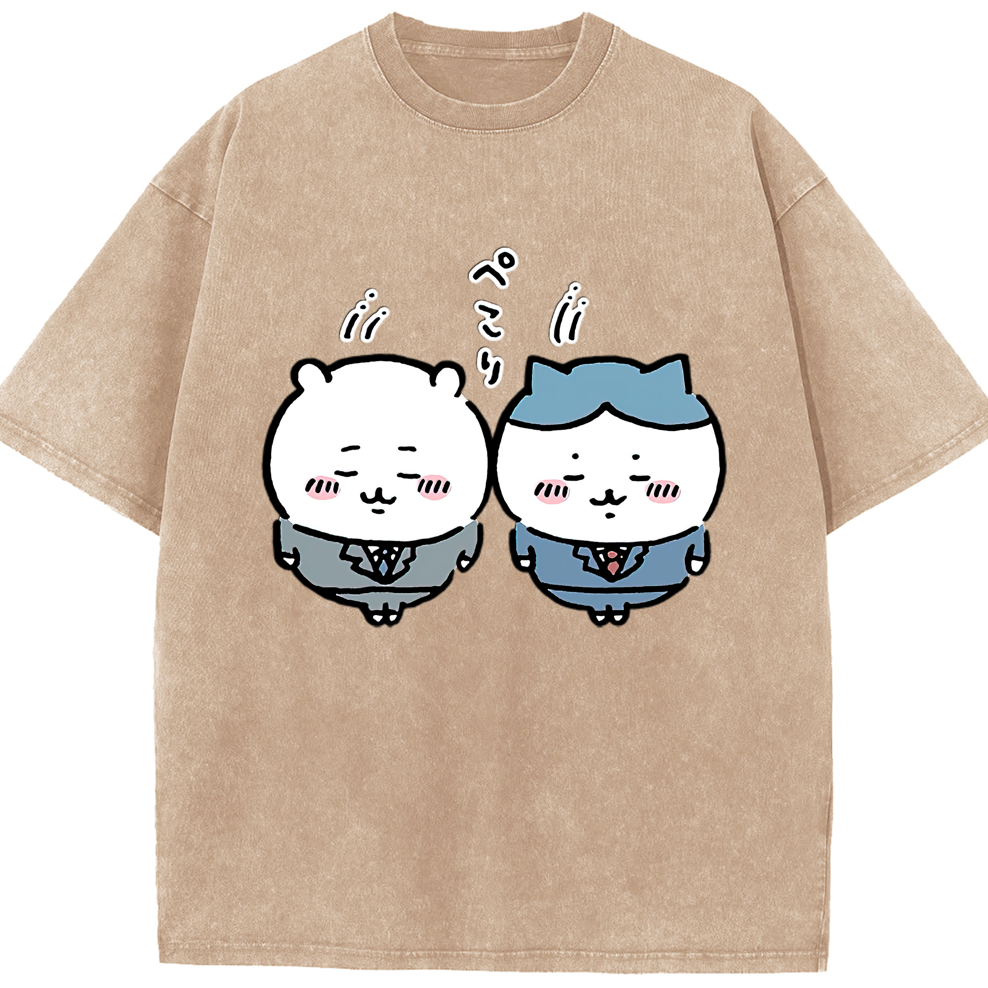 （画像用） ちいかわ ハチワレ Chii-kawa hachiware 綿100% ヴィンテージ風 半袖Tシャツ（フロントプリント）
