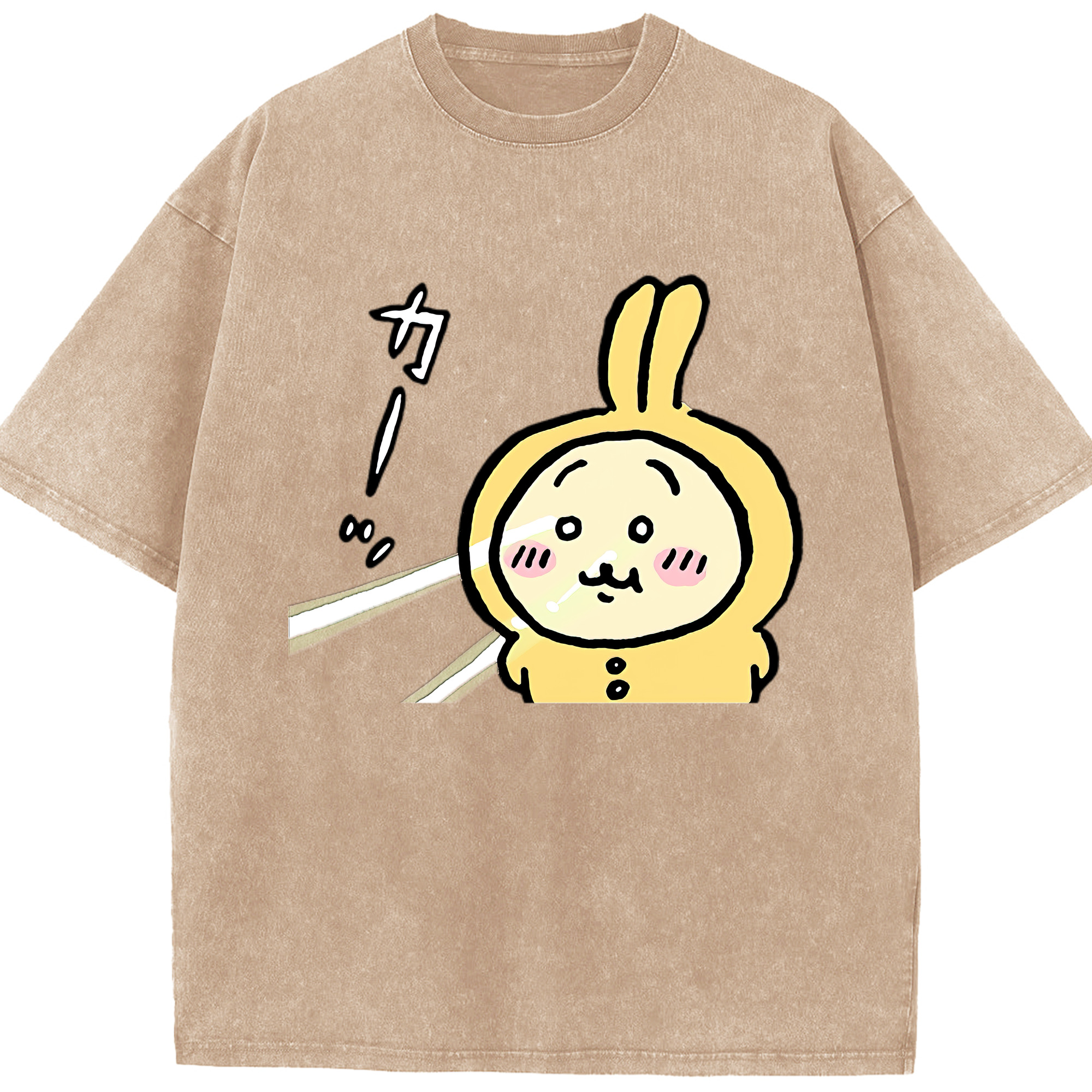 （画像用） ちいかわ うさぎ Chii-kawa usagi 綿100% ヴィンテージ風 半袖Tシャツ（フロントプリント）