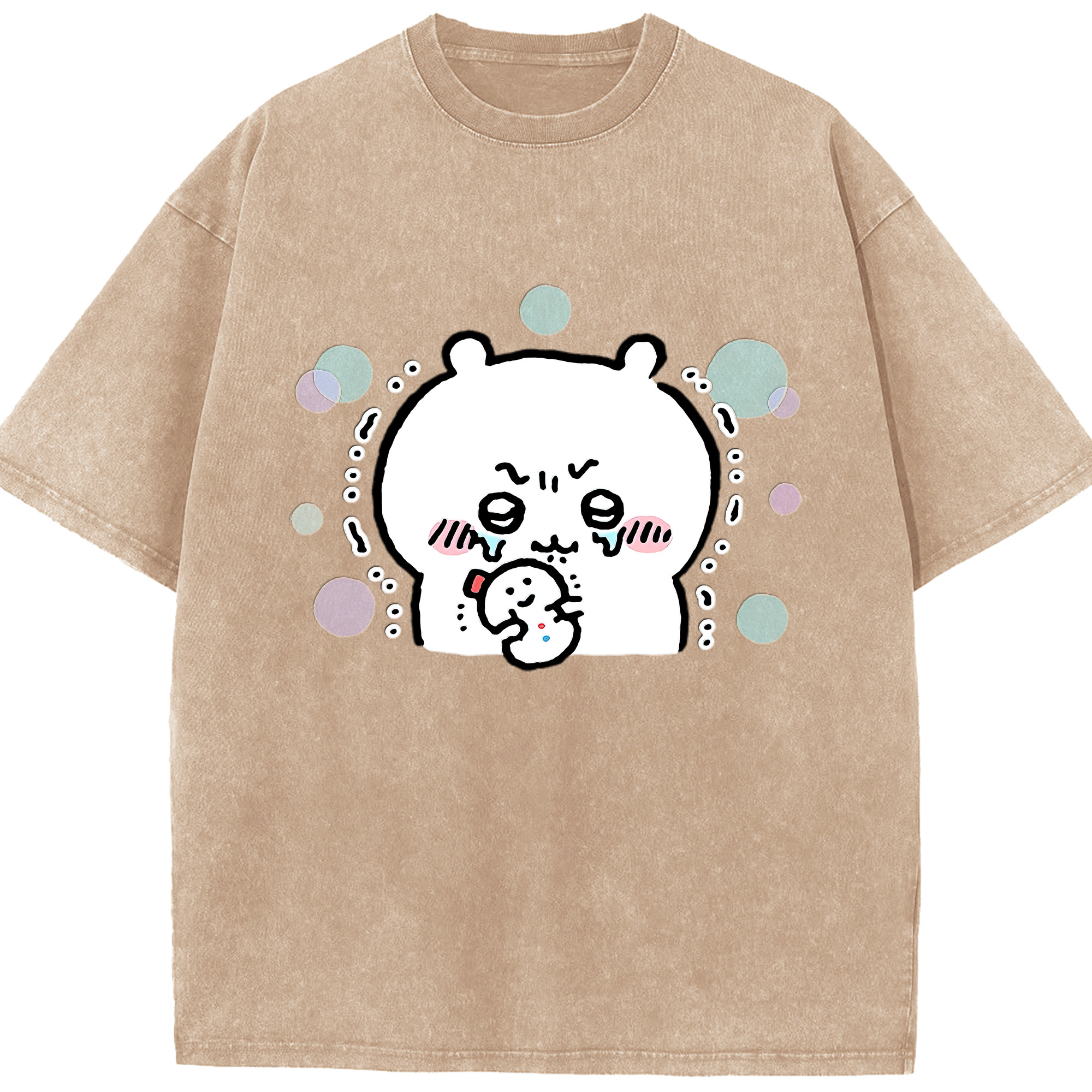 （画像用） ちいかわ ちいかわ Chii-kawa chiikawa 綿100% ヴィンテージ風 半袖Tシャツ（フロントプリント）