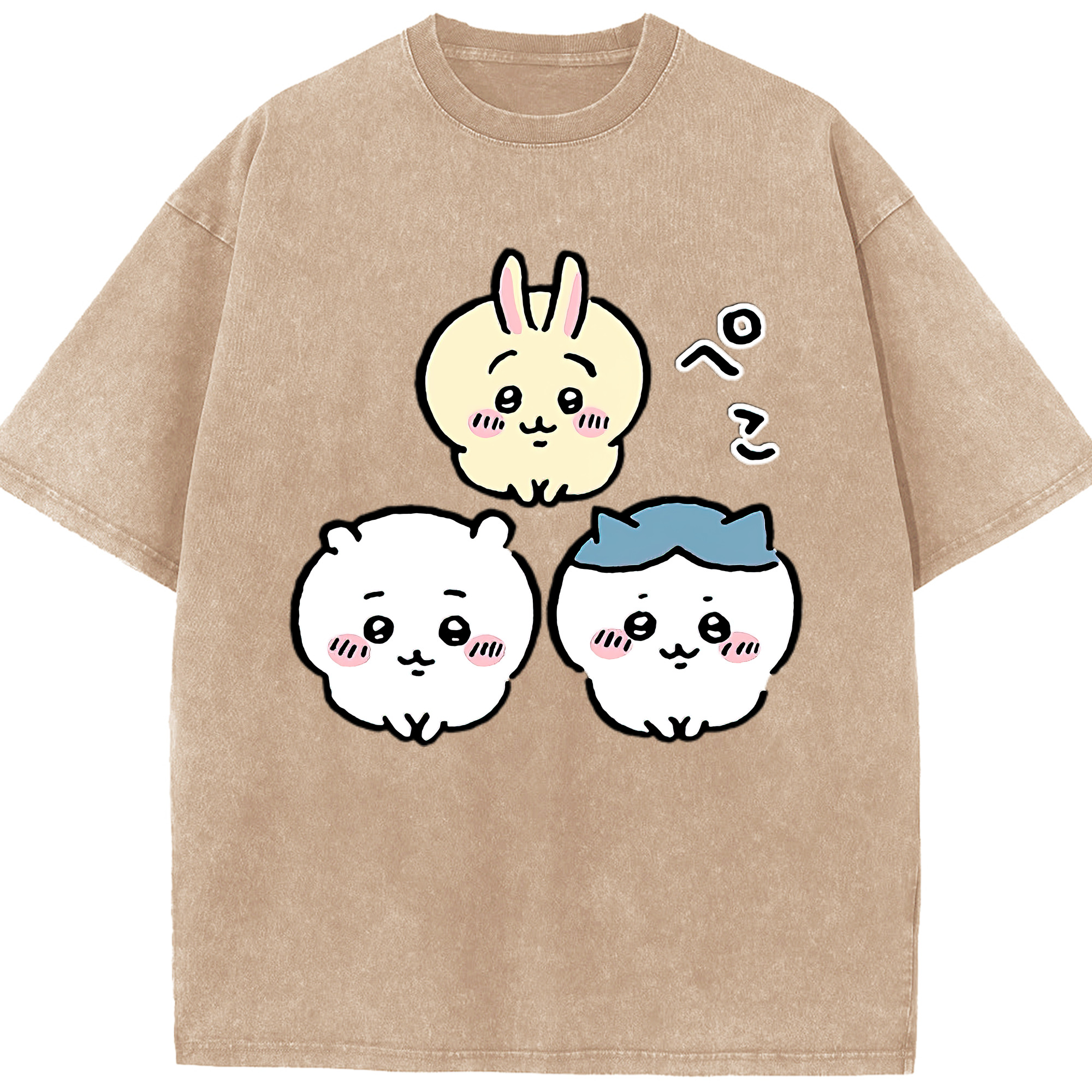 （画像用） ちいかわ うさぎ Chii-kawa usagi 綿100% ヴィンテージ風 半袖Tシャツ（フロントプリント）