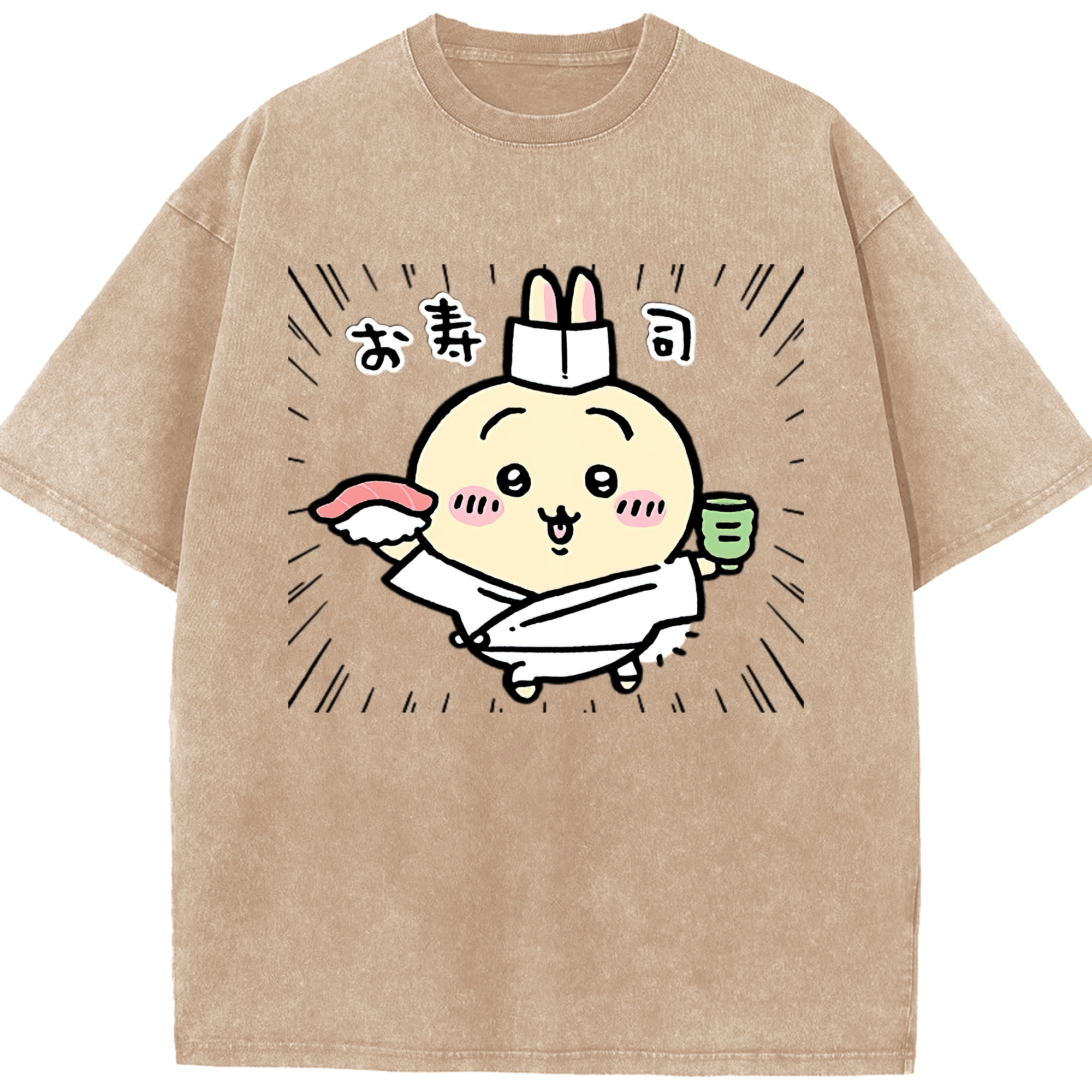 （画像用） ちいかわ うさぎ Chii-kawa usagi 綿100% ヴィンテージ風 半袖Tシャツ（フロントプリント）