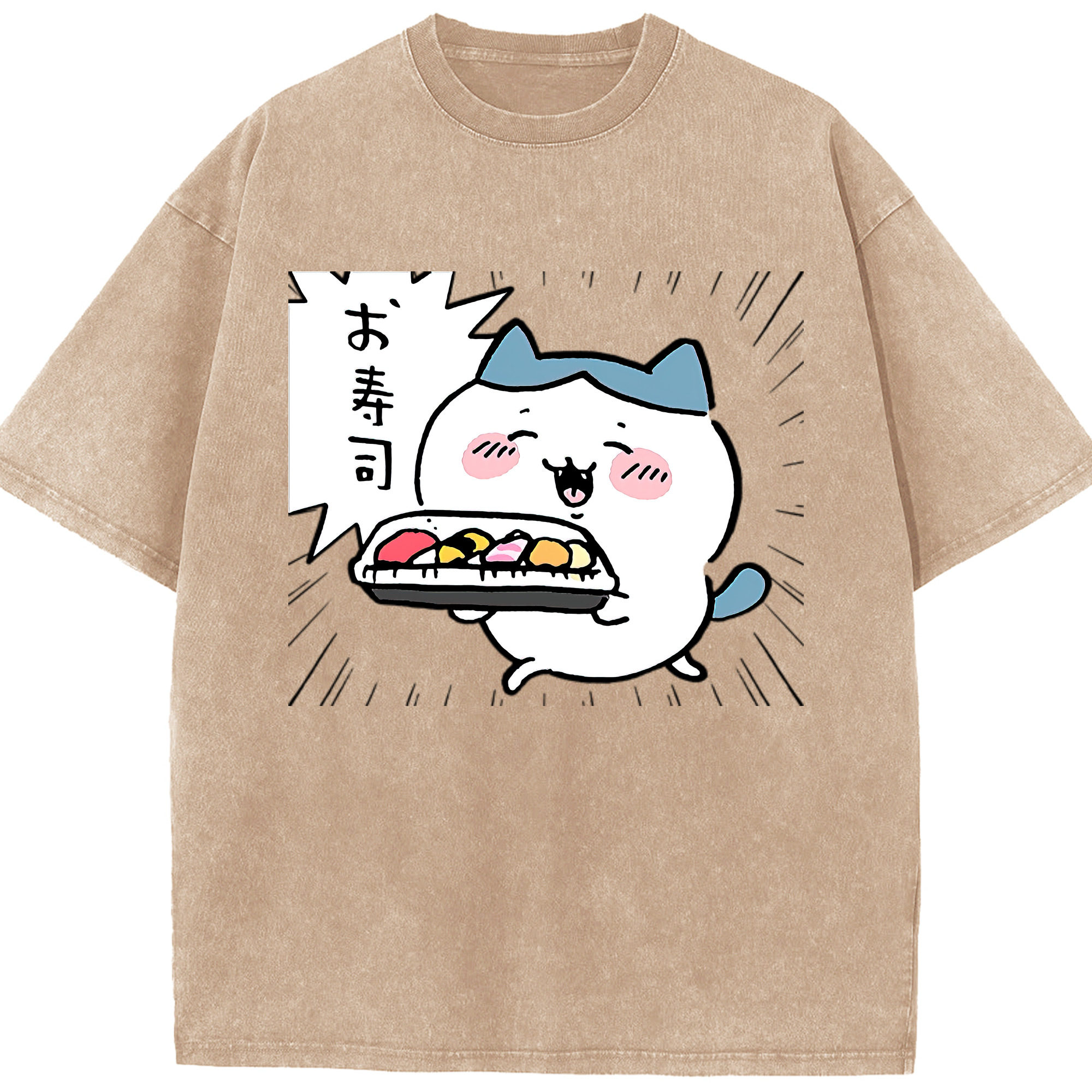 （画像用） ちいかわ ハチワレ Chii-kawa hachiware 綿100% ヴィンテージ風 半袖Tシャツ（フロントプリント）