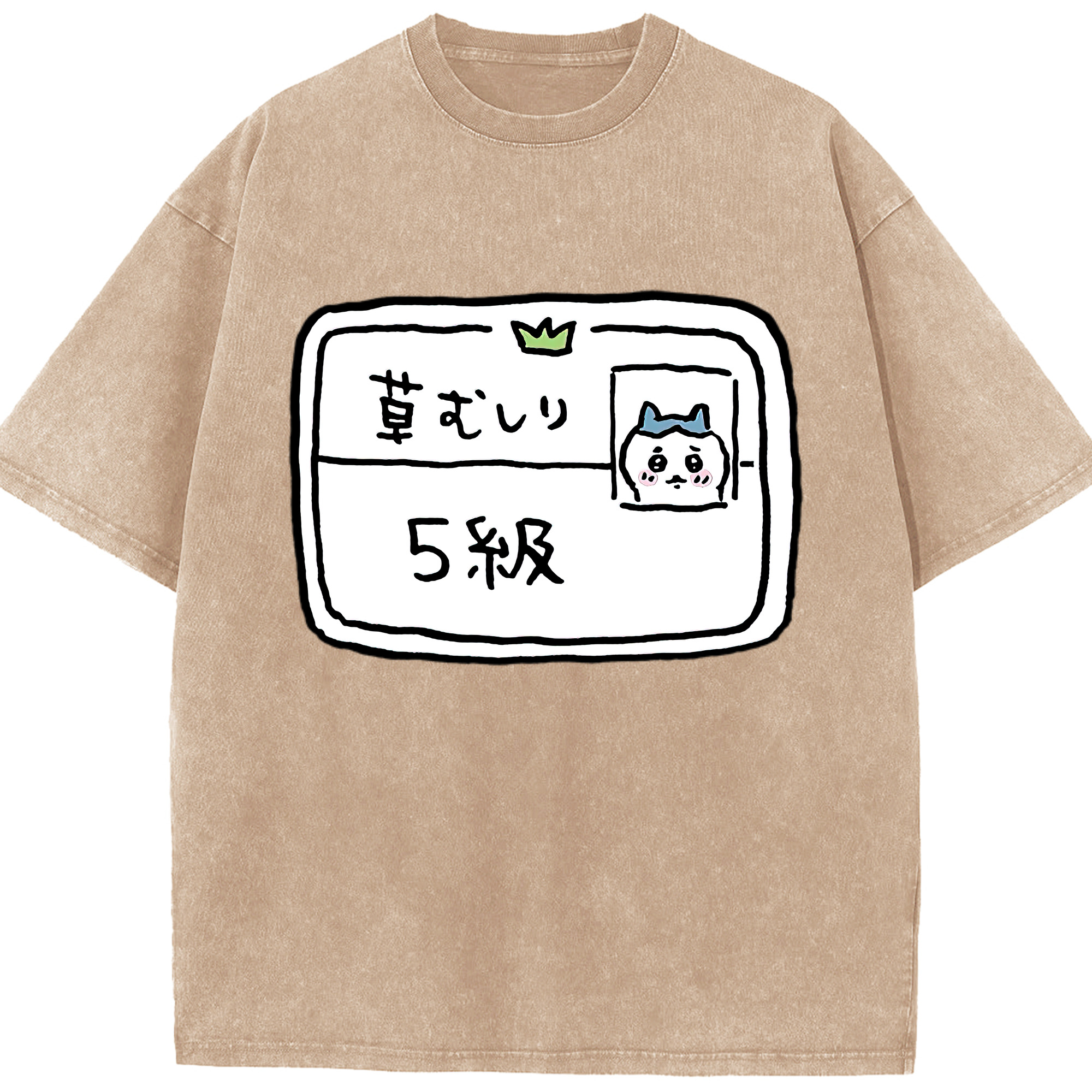 （画像用） ちいかわ ハチワレ Chii-kawa hachiware 綿100% ヴィンテージ風 半袖Tシャツ（フロントプリント）