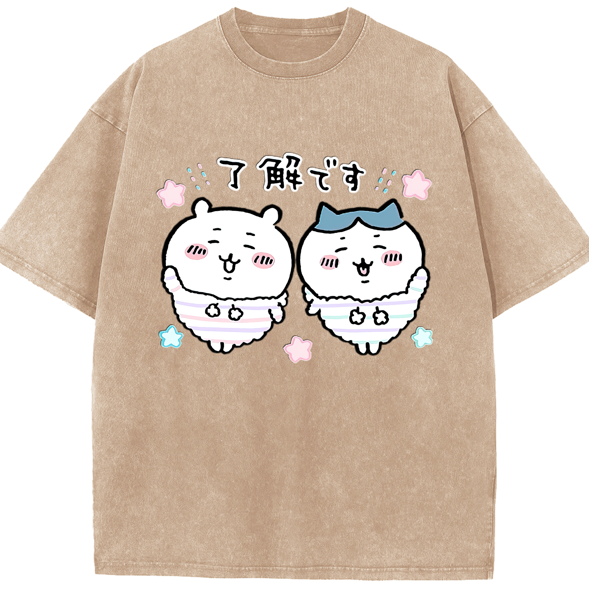 （画像用） ちいかわ ハチワレ Chii-kawa hachiware 綿100% ヴィンテージ風 半袖Tシャツ（フロントプリント）