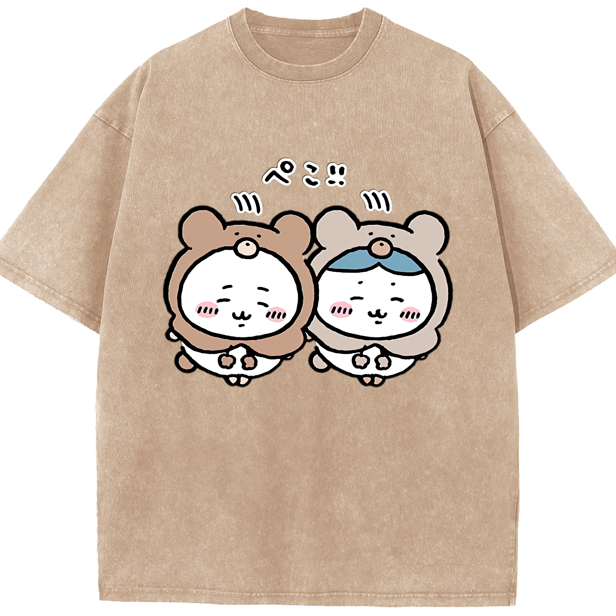 （画像用） ちいかわ ハチワレ Chii-kawa hachiware 綿100% ヴィンテージ風 半袖Tシャツ（フロントプリント）