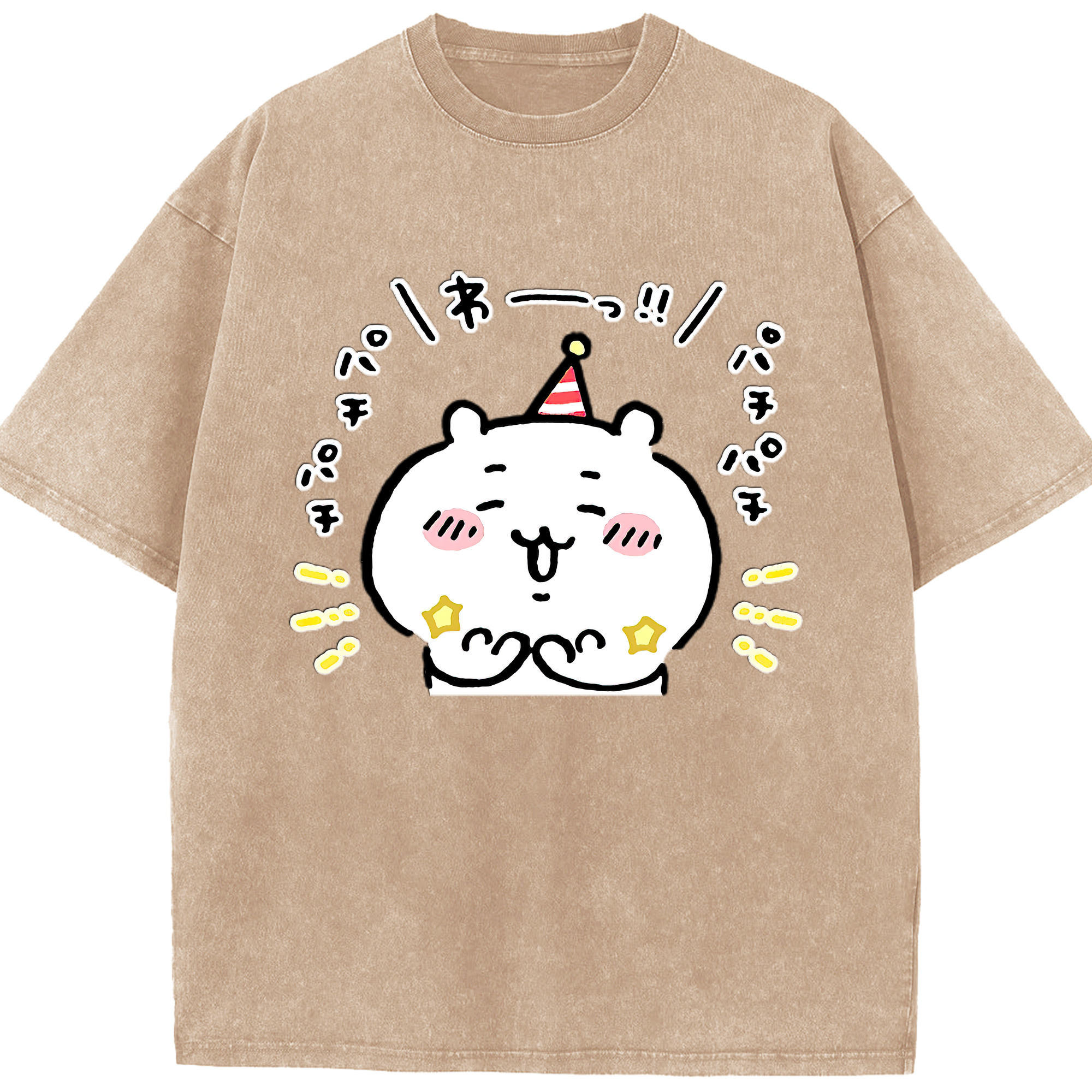 （画像用） ちいかわ ちいかわ Chii-kawa chiikawa 綿100% ヴィンテージ風 半袖Tシャツ（フロントプリント）