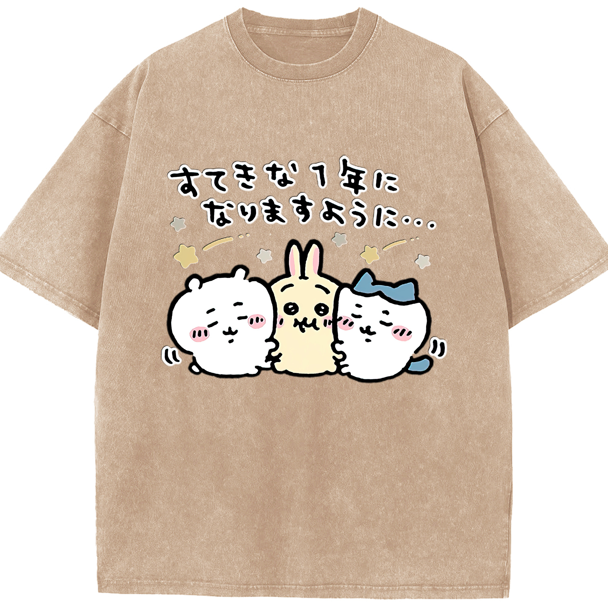 （画像用） ちいかわ ちいかわ Chii-kawa chiikawa 綿100% ヴィンテージ風 半袖Tシャツ（フロントプリント）