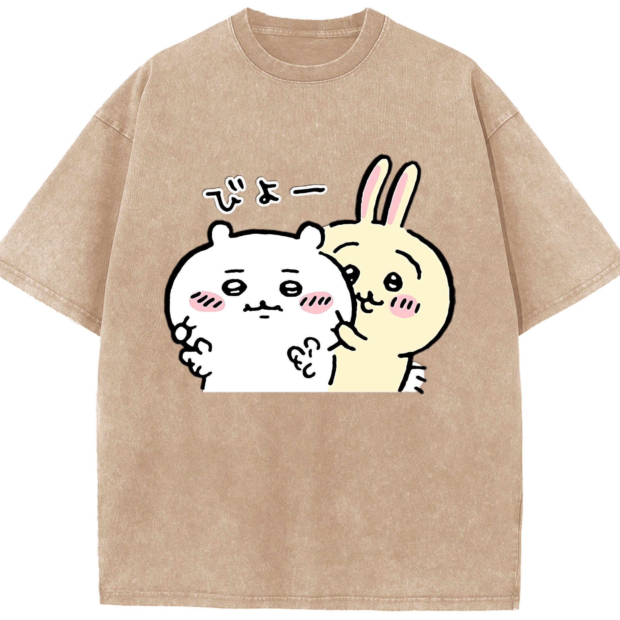 （画像用） ちいかわ うさぎ Chii-kawa usagi 綿100% ヴィンテージ風 半袖Tシャツ（フロントプリント）