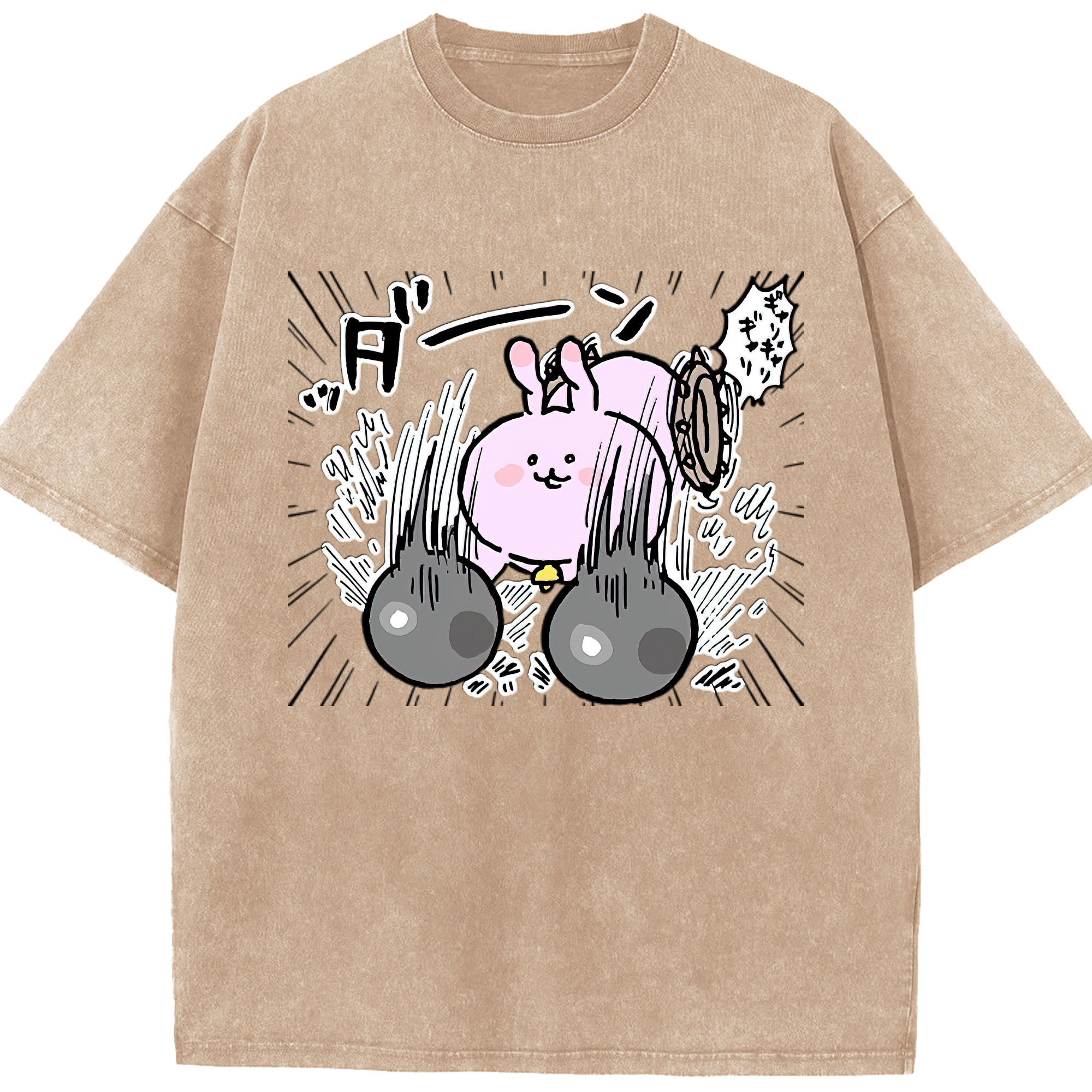 （画像用） ちいかわ うさぎ Chii-kawa usagi 綿100% ヴィンテージ風 半袖Tシャツ（フロントプリント）