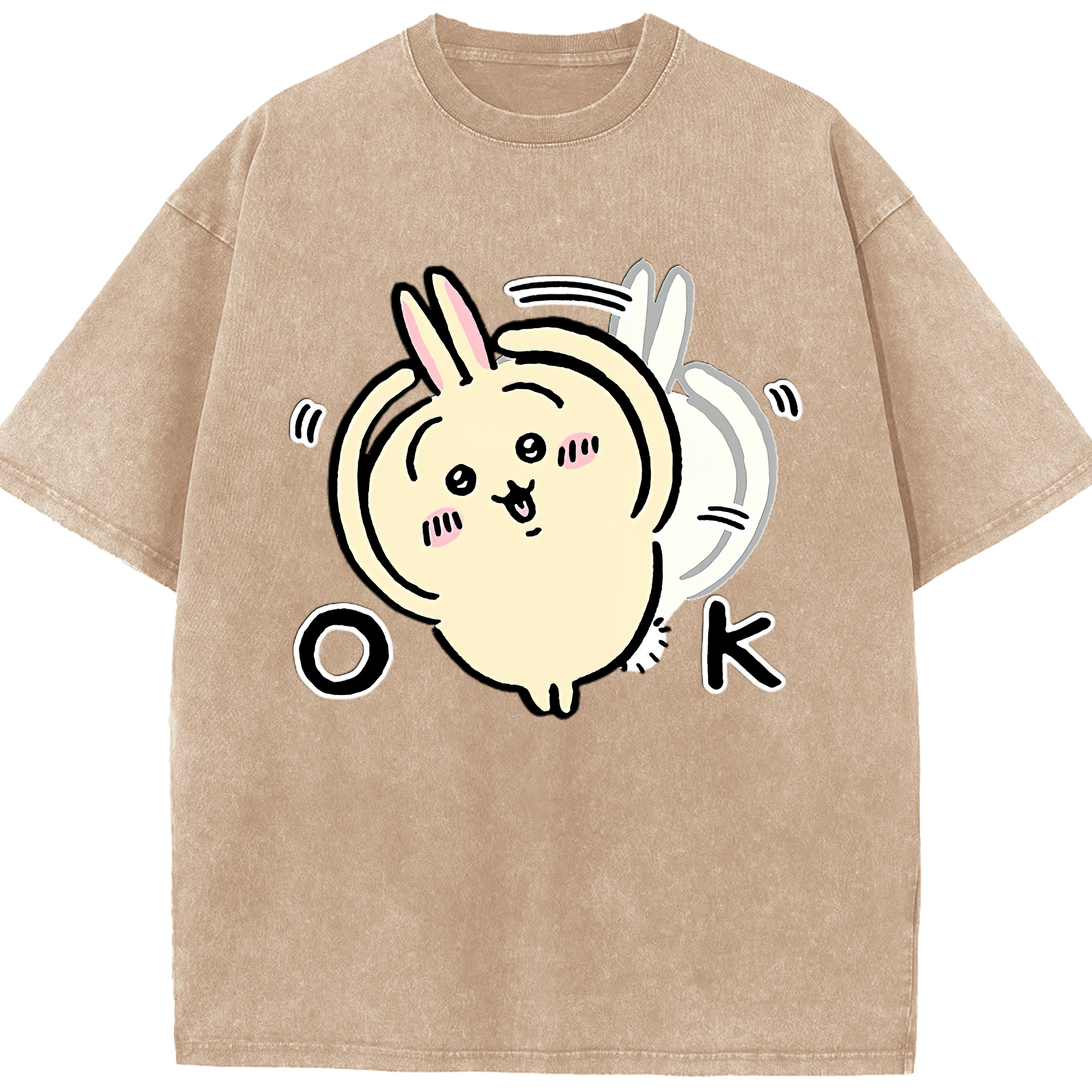 （画像用） ちいかわ うさぎ Chii-kawa usagi 綿100% ヴィンテージ風 半袖Tシャツ（フロントプリント）