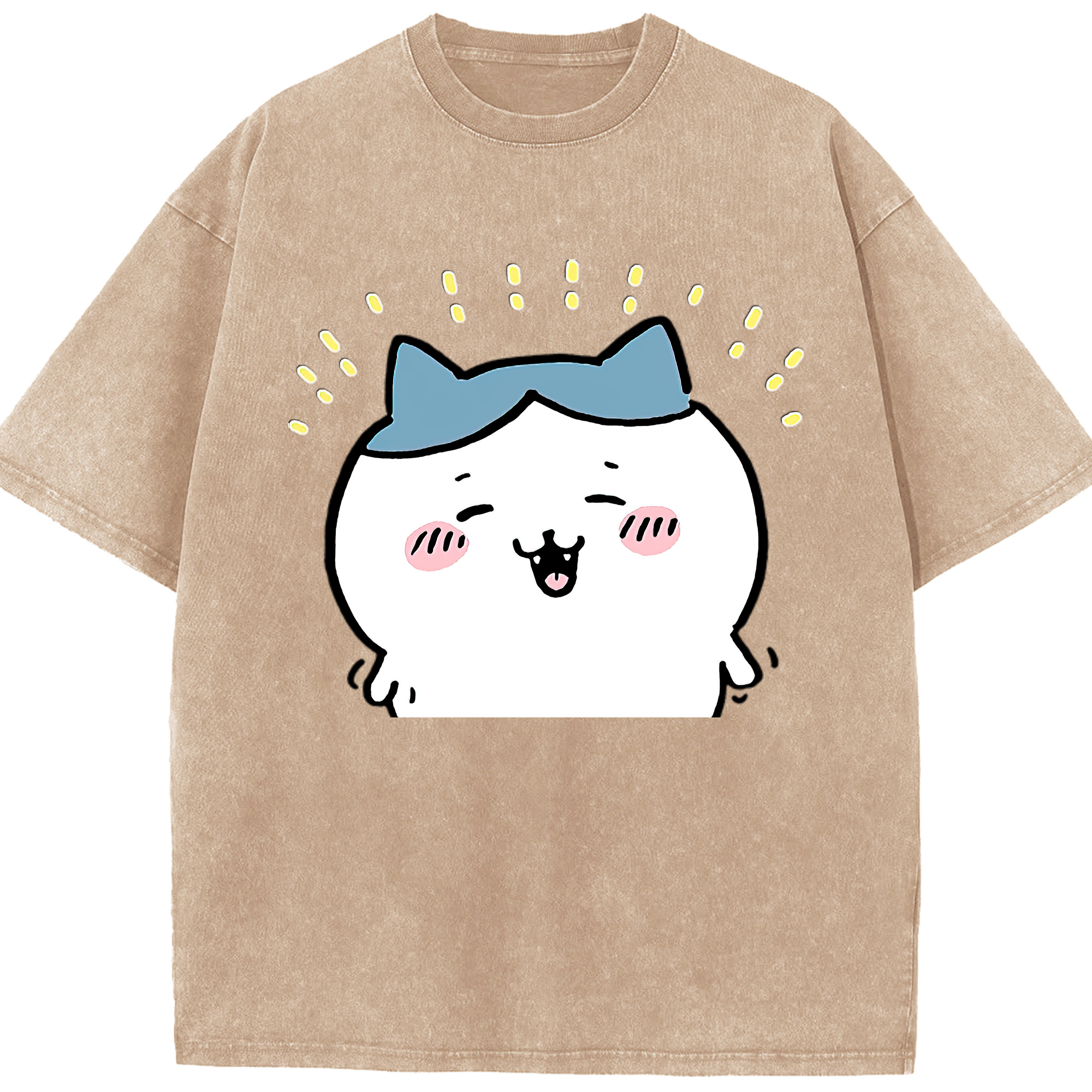 （画像用） ちいかわ ハチワレ Chii-kawa hachiware 綿100% ヴィンテージ風 半袖Tシャツ（フロントプリント）
