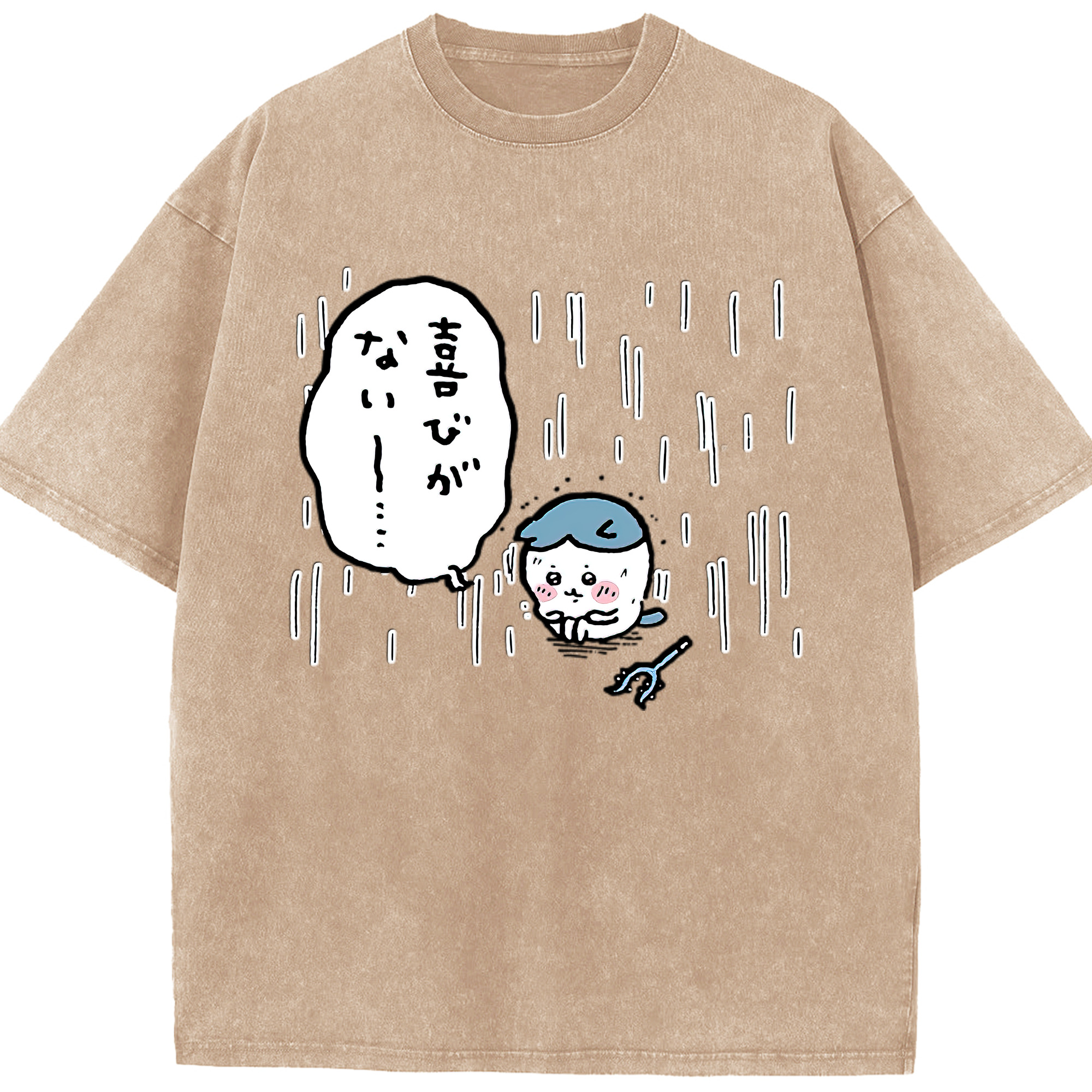 （画像用） ちいかわ ハチワレ Chii-kawa hachiware 綿100% ヴィンテージ風 半袖Tシャツ（フロントプリント）