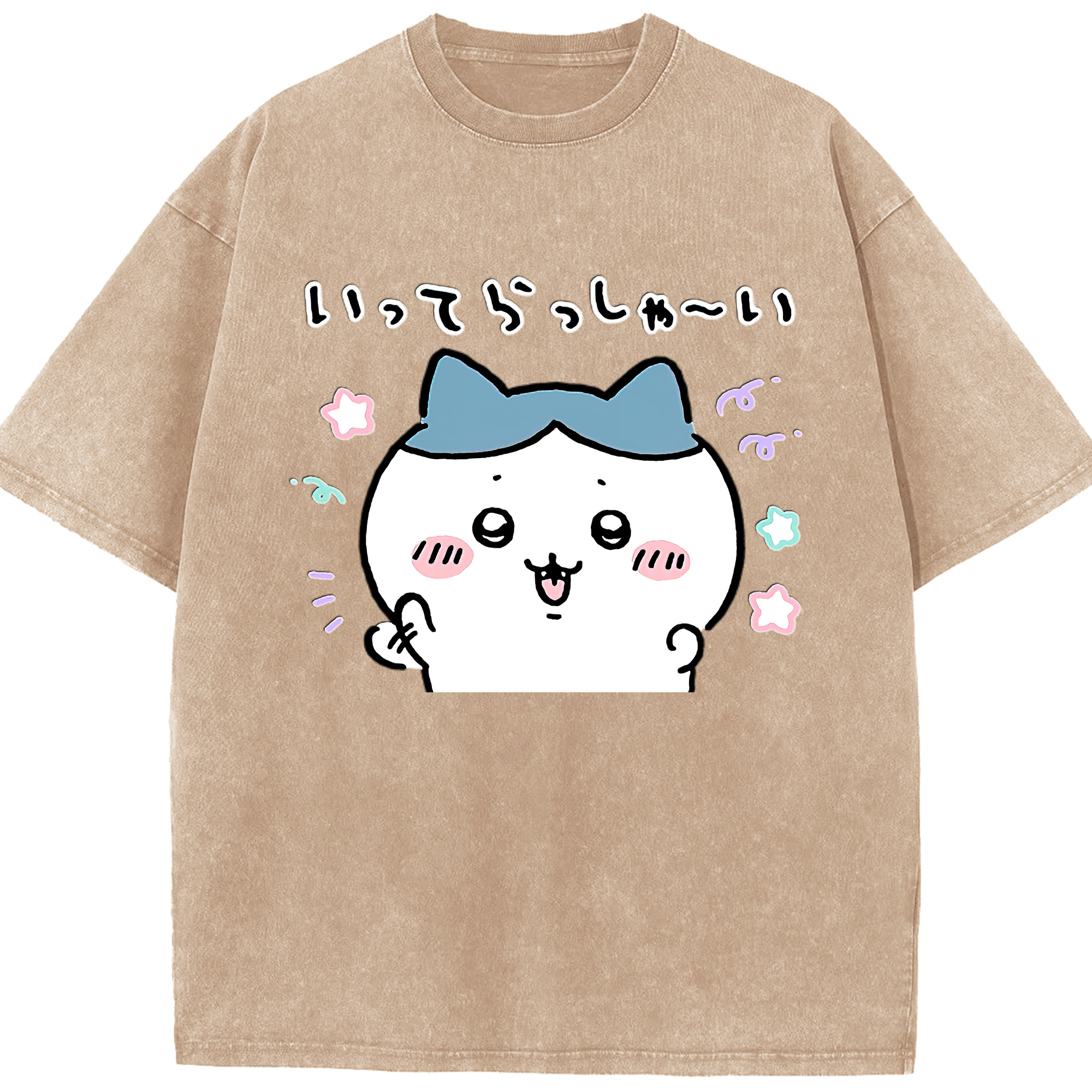 （画像用） ちいかわ ハチワレ Chii-kawa hachiware 綿100% ヴィンテージ風 半袖Tシャツ（フロントプリント）