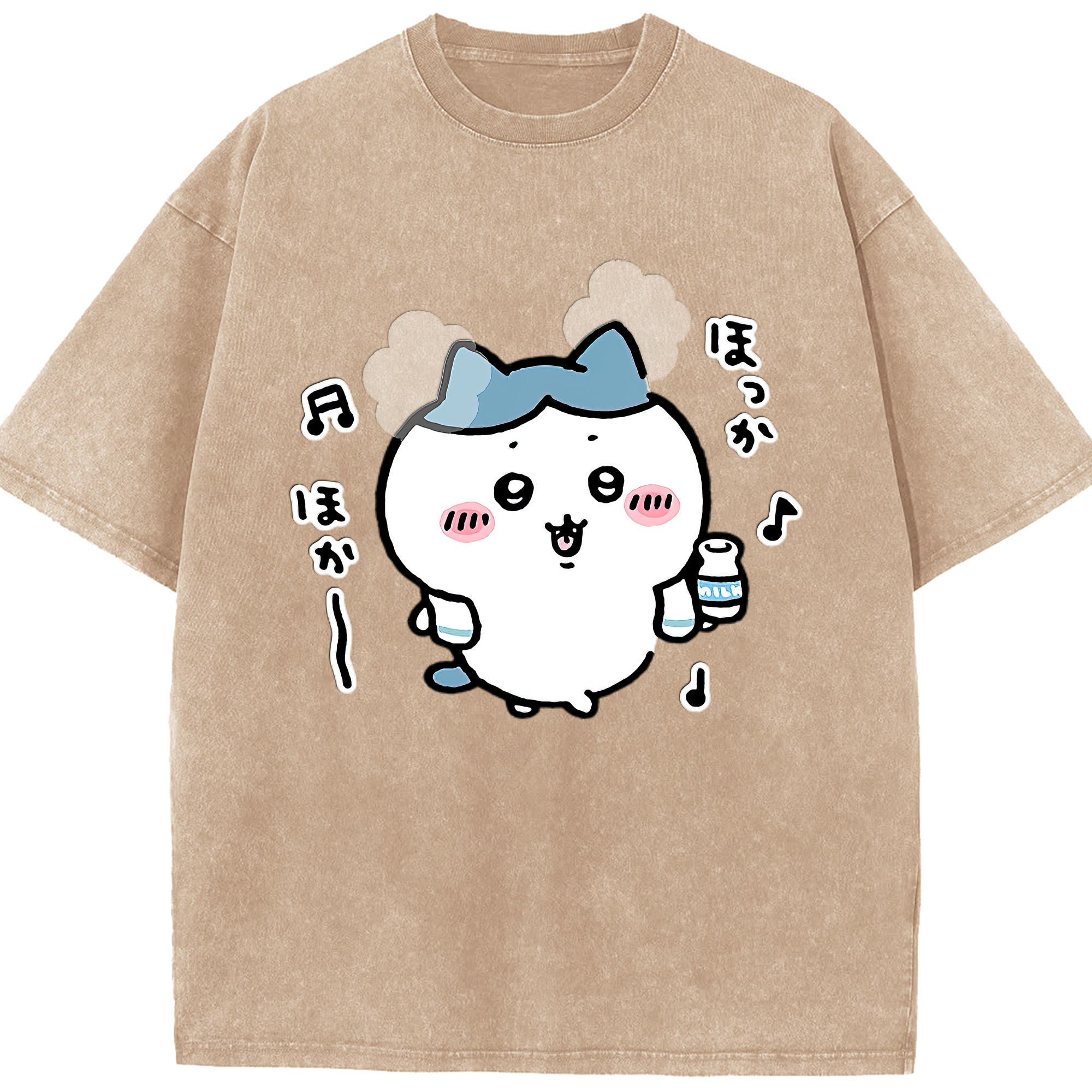 （画像用） ちいかわ ハチワレ Chii-kawa hachiware 綿100% ヴィンテージ風 半袖Tシャツ（フロントプリント）