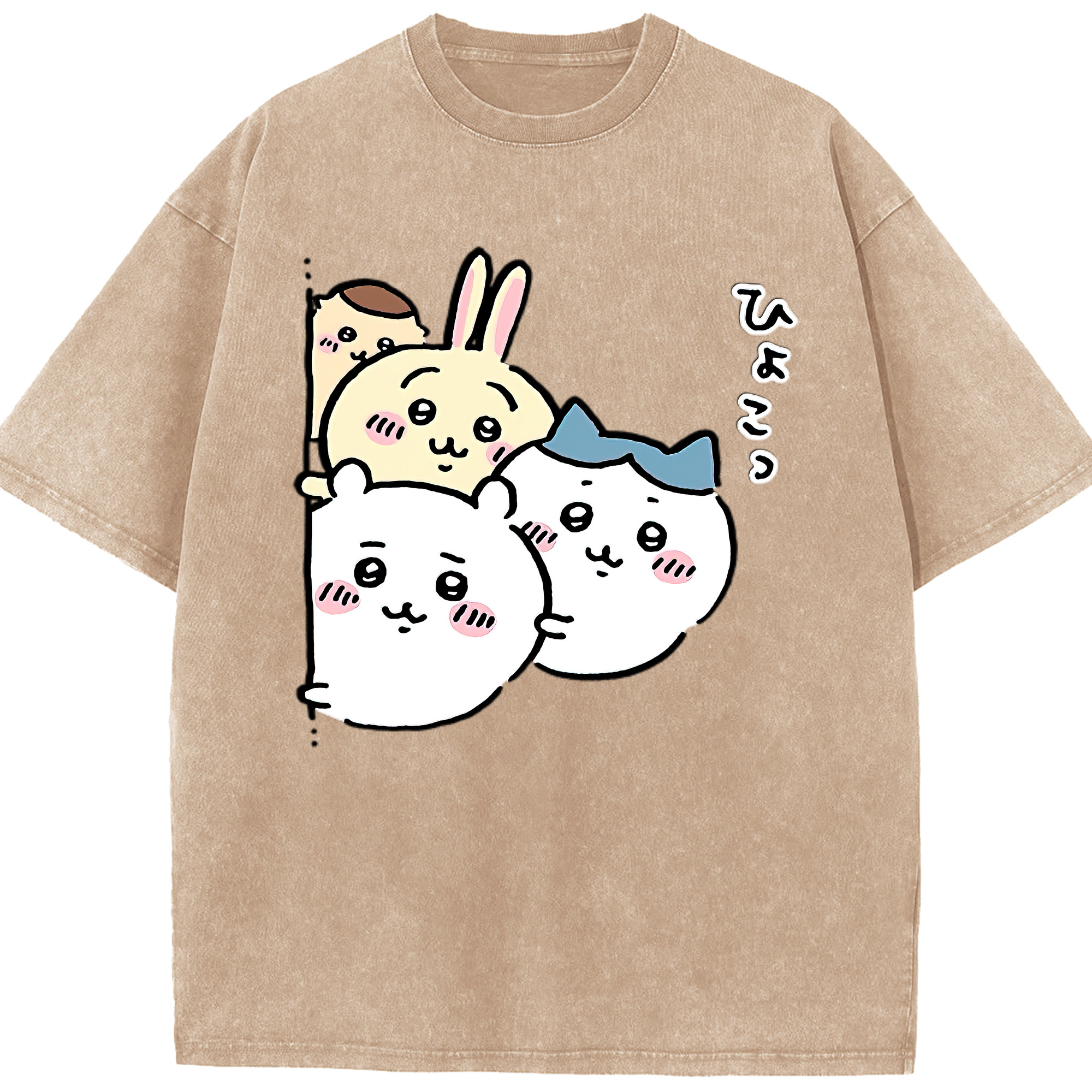 （画像用） ちいかわ ちいかわ Chii-kawa chiikawa 綿100% ヴィンテージ風 半袖Tシャツ（フロントプリント）