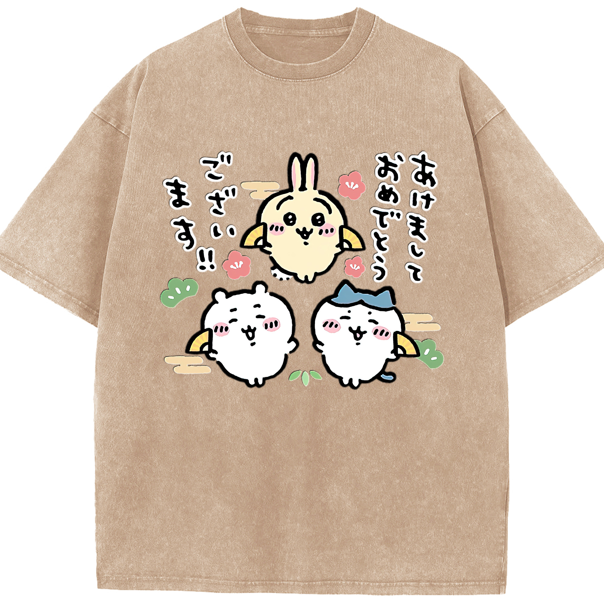 （画像用） ちいかわ ちいかわ Chii-kawa chiikawa 綿100% ヴィンテージ風 半袖Tシャツ（フロントプリント）