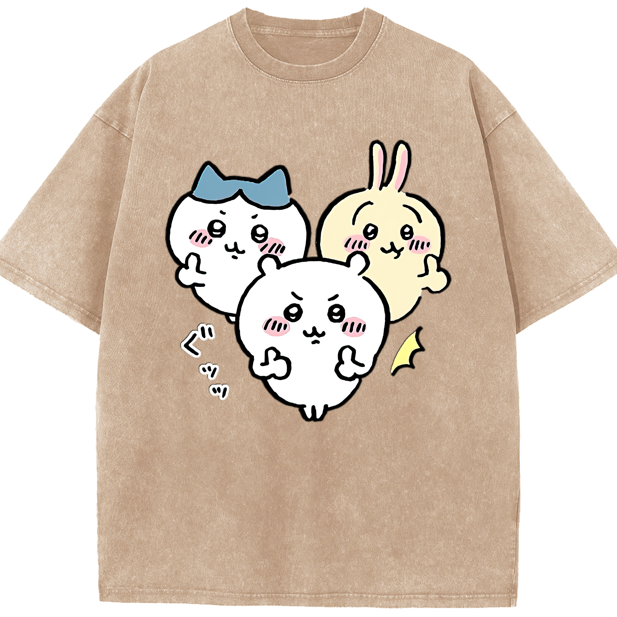（画像用） ちいかわ うさぎ Chii-kawa usagi 綿100% ヴィンテージ風 半袖Tシャツ（フロントプリント）