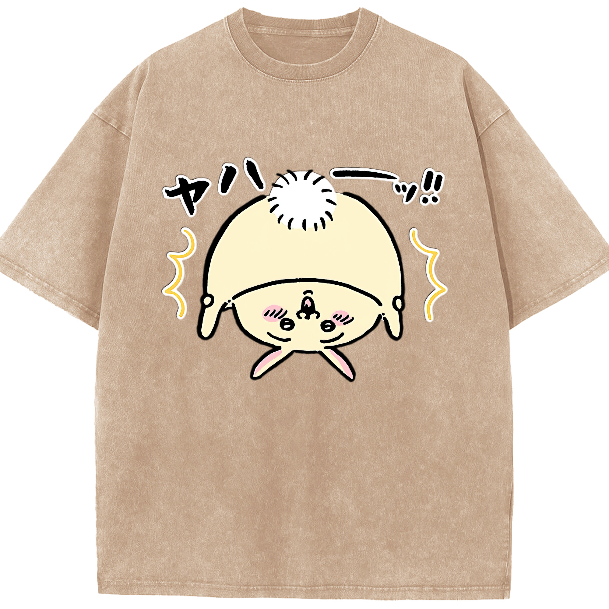 （画像用） ちいかわ うさぎ Chii-kawa usagi 綿100% ヴィンテージ風 半袖Tシャツ（フロントプリント）