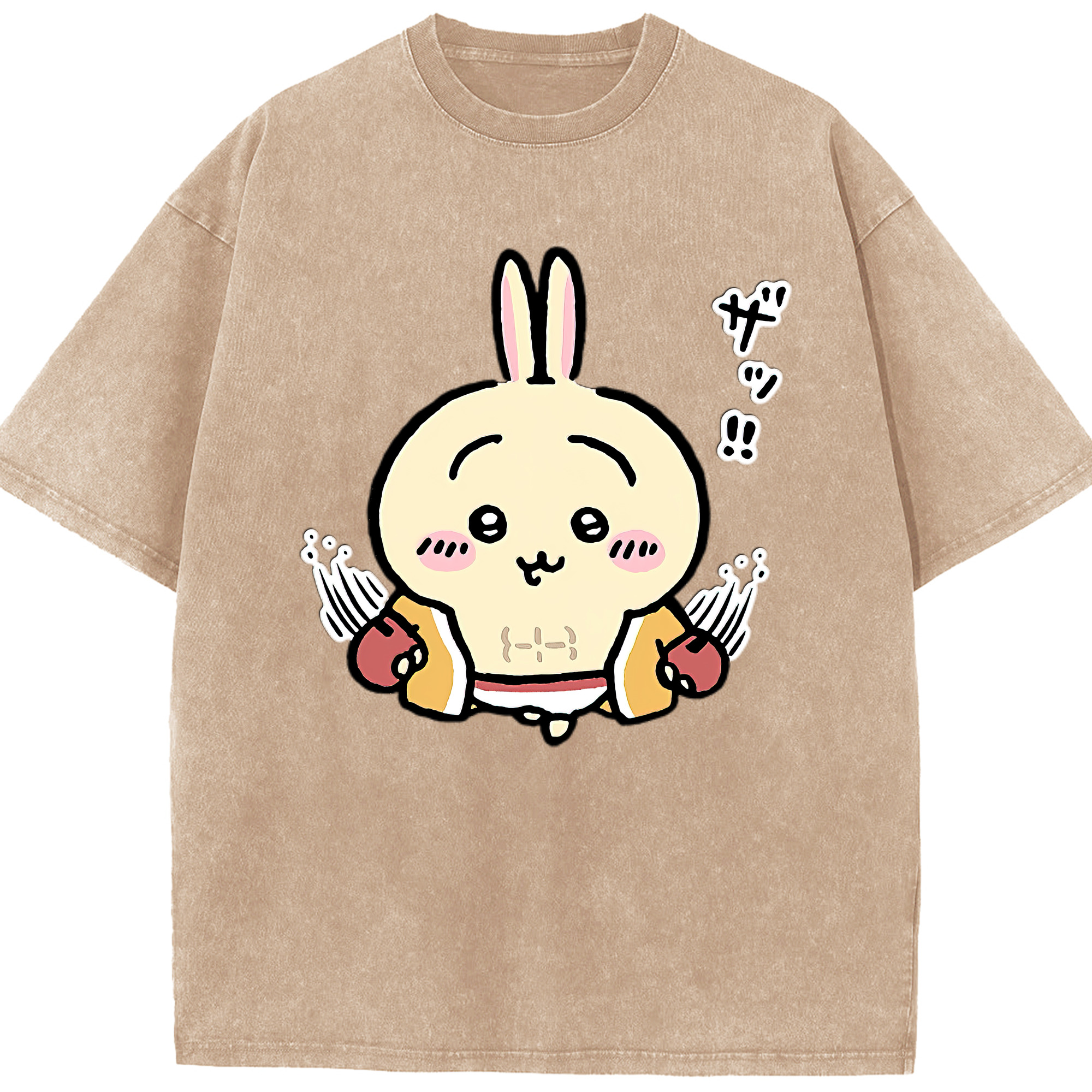 （画像用） ちいかわ うさぎ Chii-kawa usagi 綿100% ヴィンテージ風 半袖Tシャツ（フロントプリント）