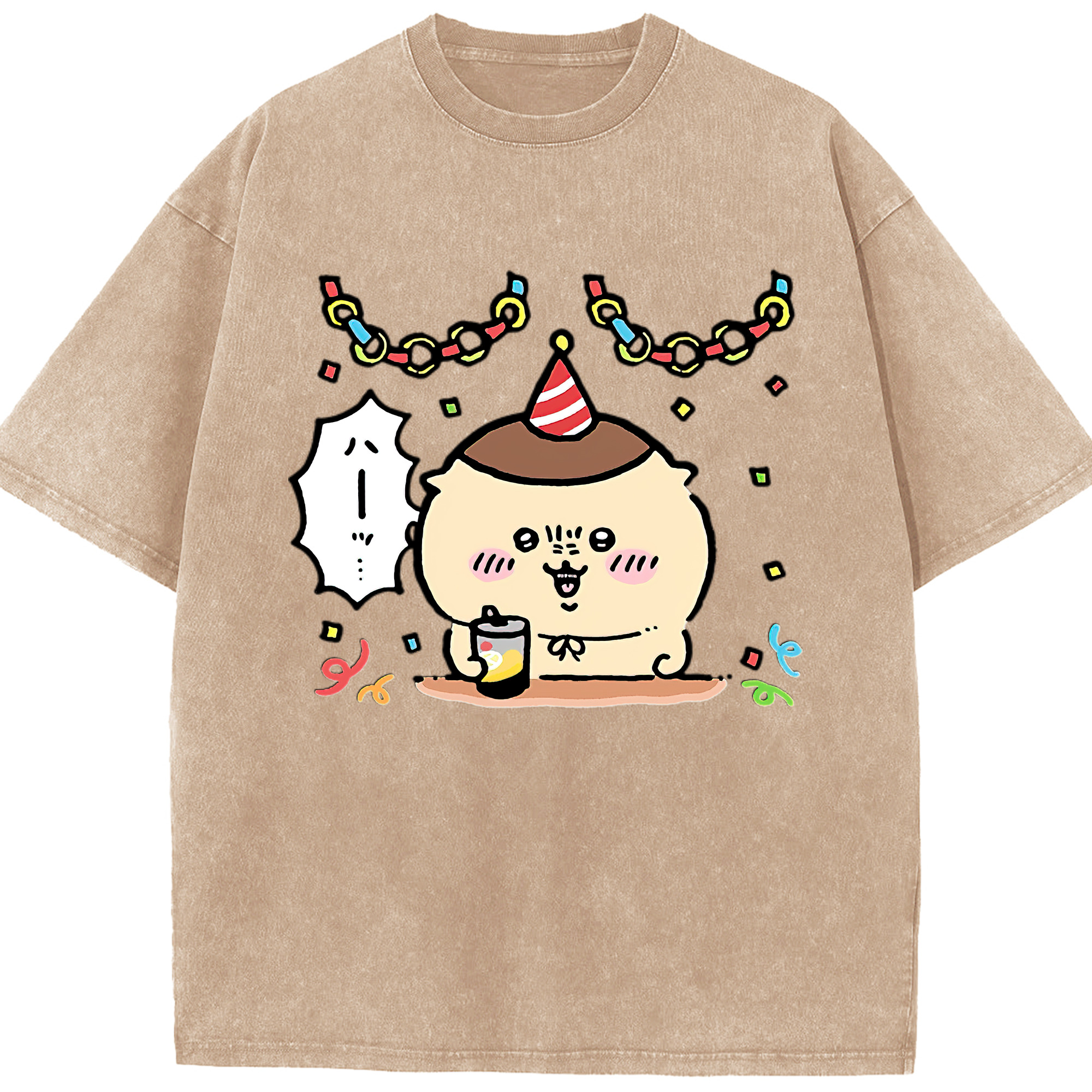（画像用） ちいかわ くりまんじゅう Chii-kawa kuri manjū 綿100% ヴィンテージ風 半袖Tシャツ（フロントプリント）