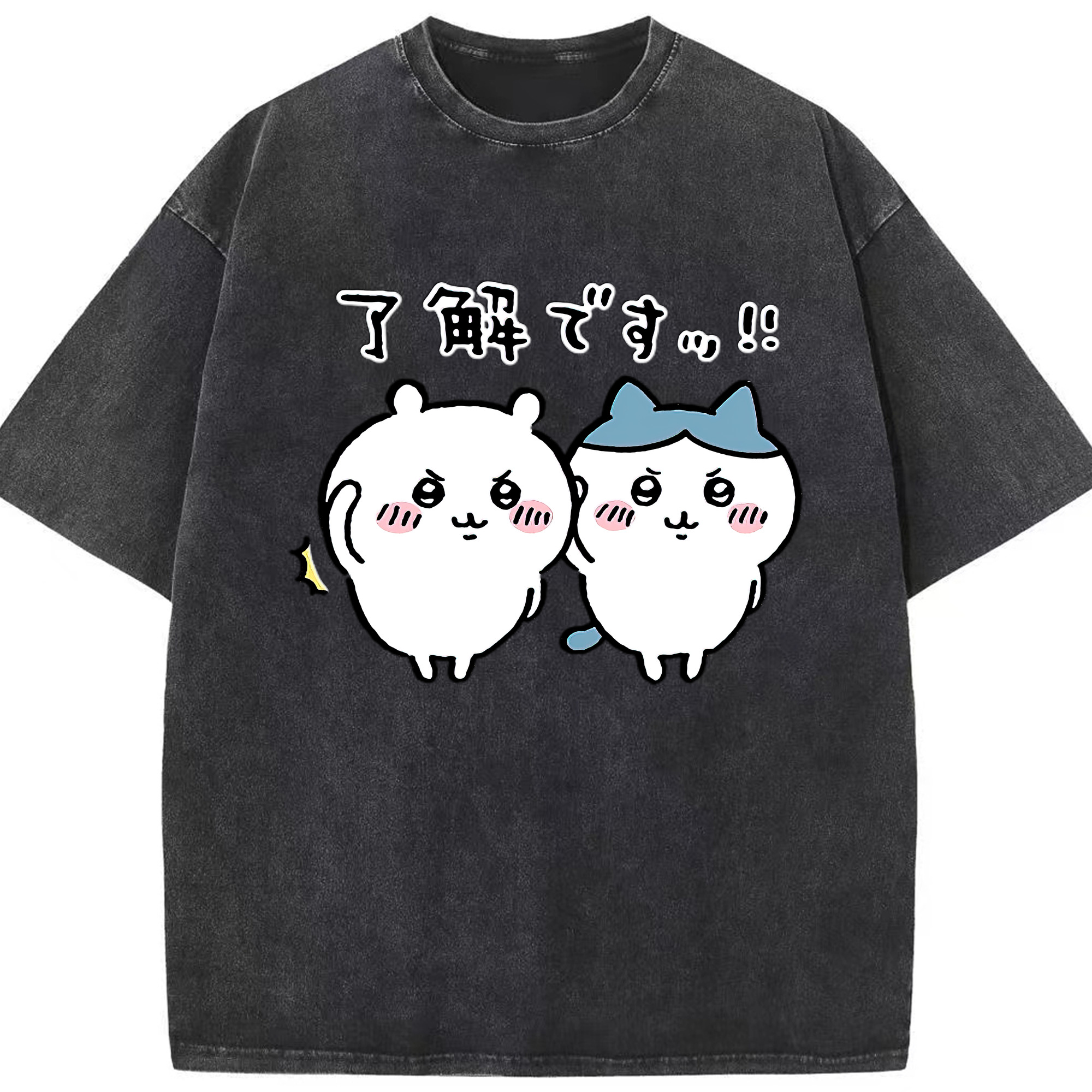 （画像用） ちいかわ ハチワレ Chii-kawa hachiware 綿100% ヴィンテージ風 半袖Tシャツ（フロントプリント）