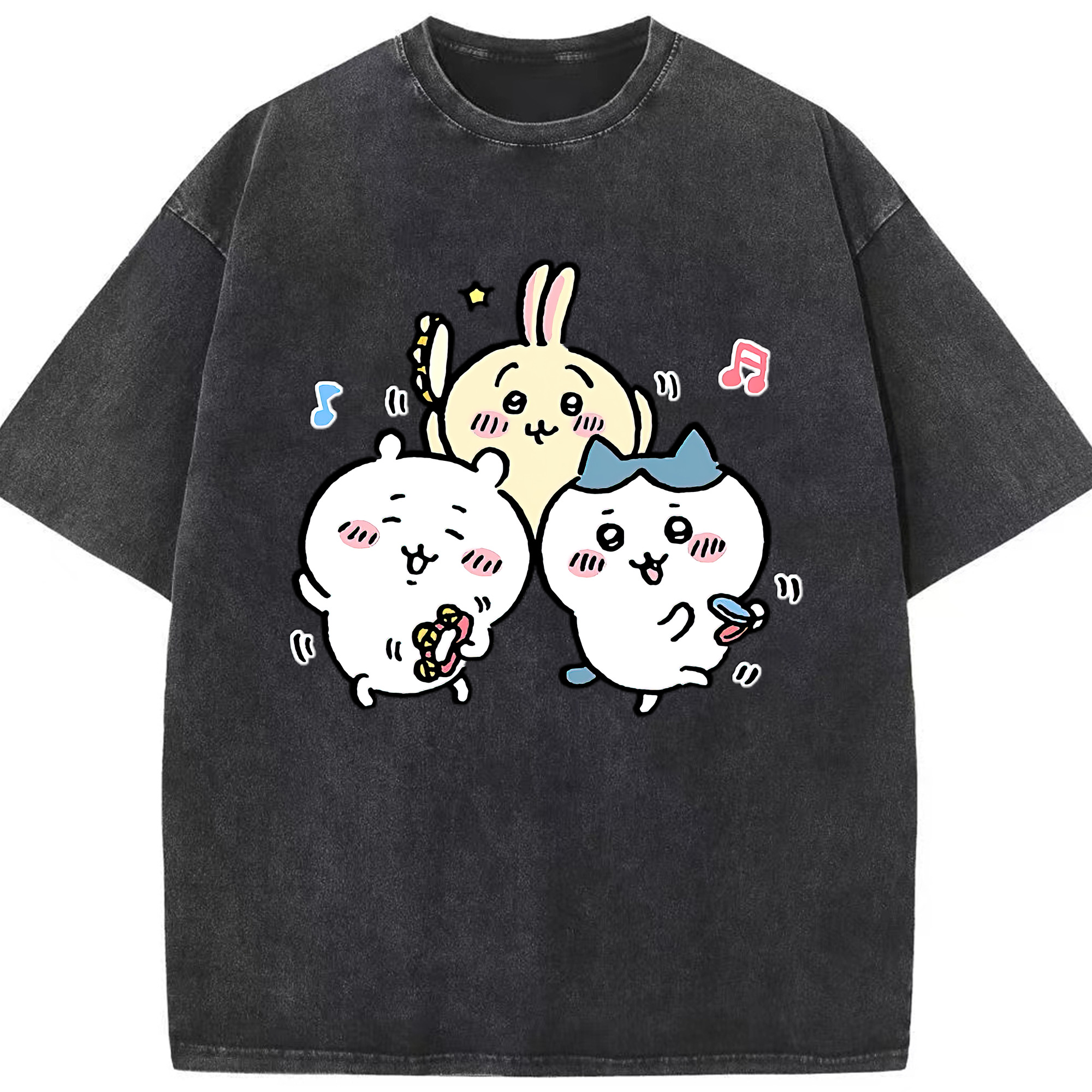 （画像用） ちいかわ ハチワレ Chii-kawa hachiware 綿100% ヴィンテージ風 半袖Tシャツ（フロントプリント）