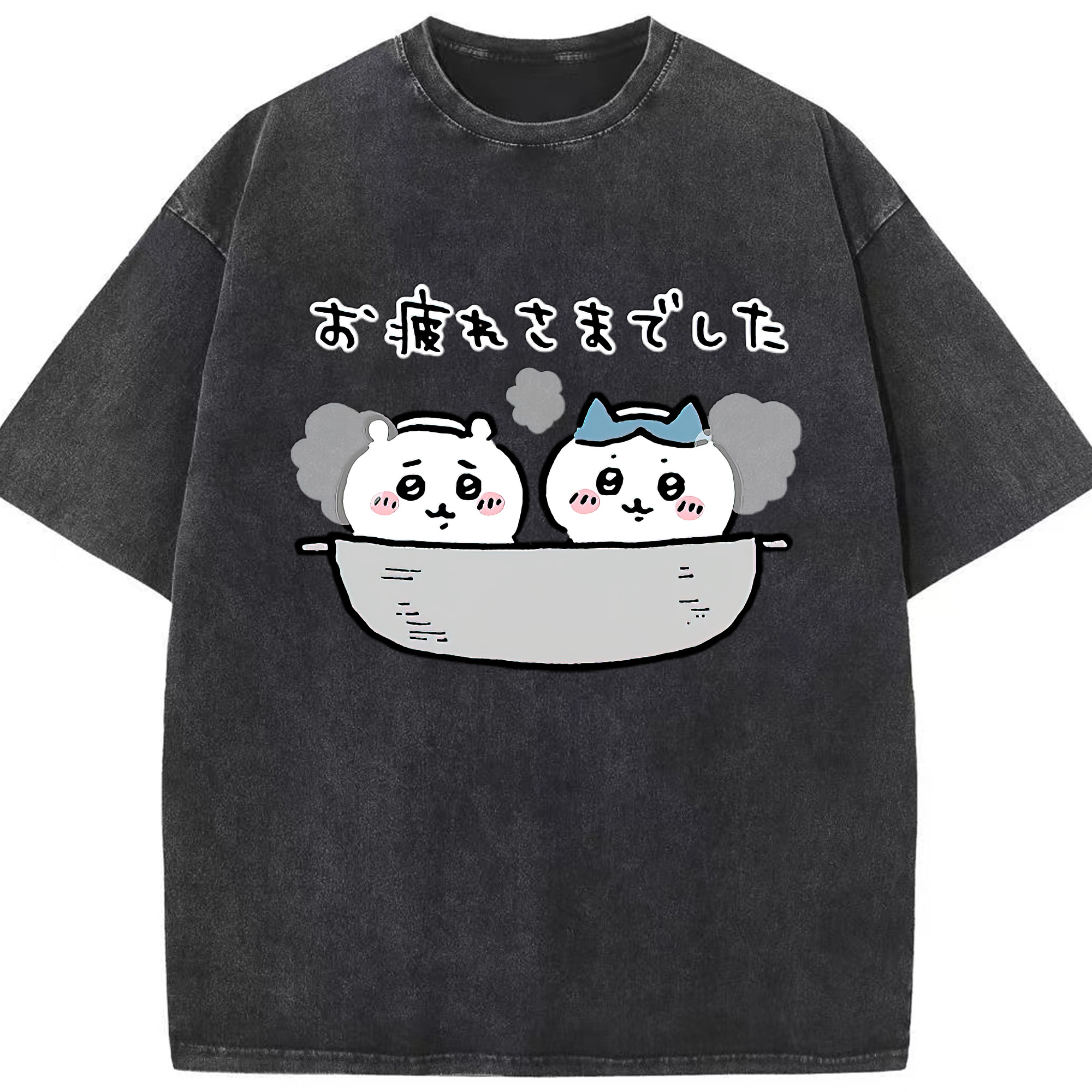 （画像用） ちいかわ ハチワレ Chii-kawa hachiware 綿100% ヴィンテージ風 半袖Tシャツ（フロントプリント）