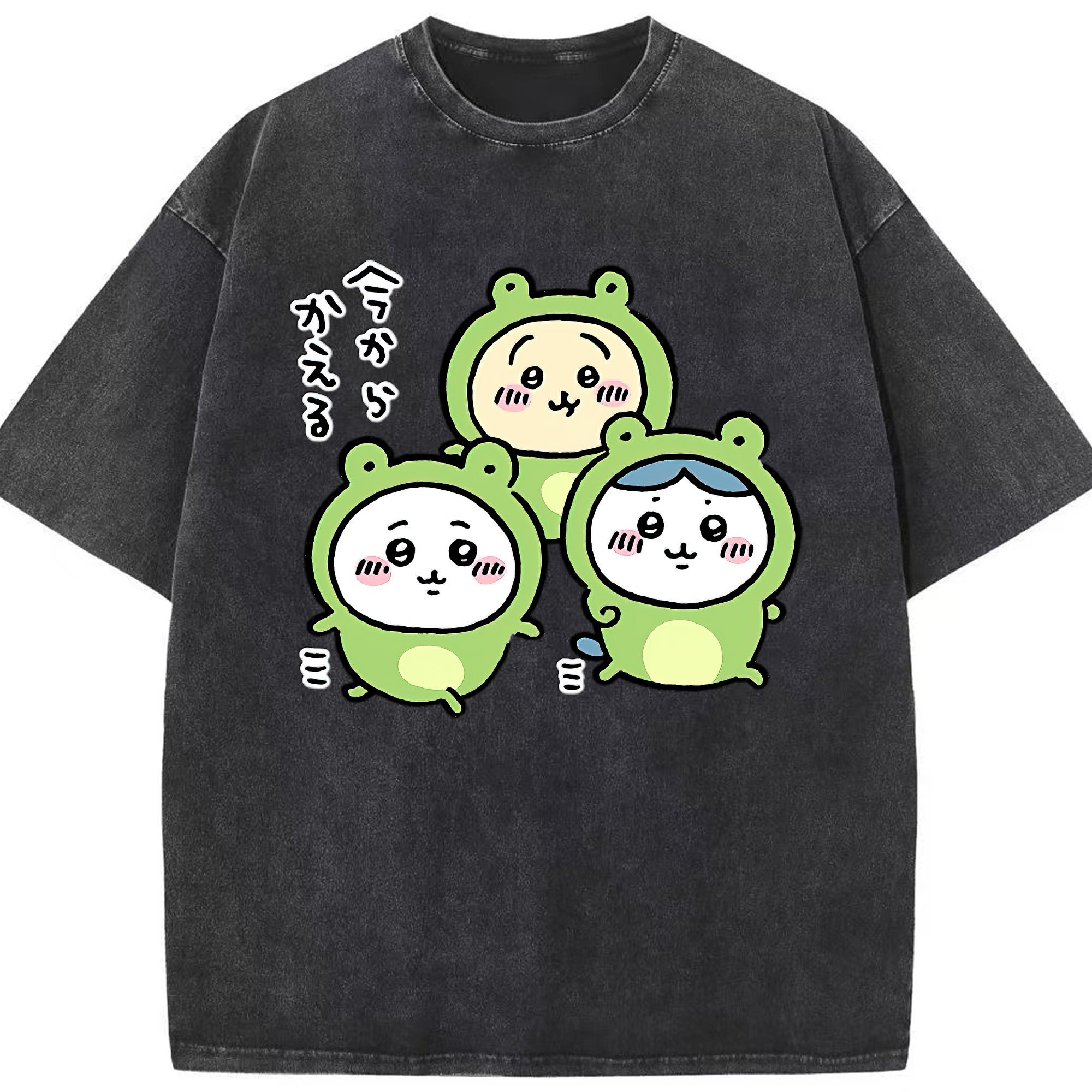 （画像用） ちいかわ ハチワレ Chii-kawa hachiware 綿100% ヴィンテージ風 半袖Tシャツ（フロントプリント）