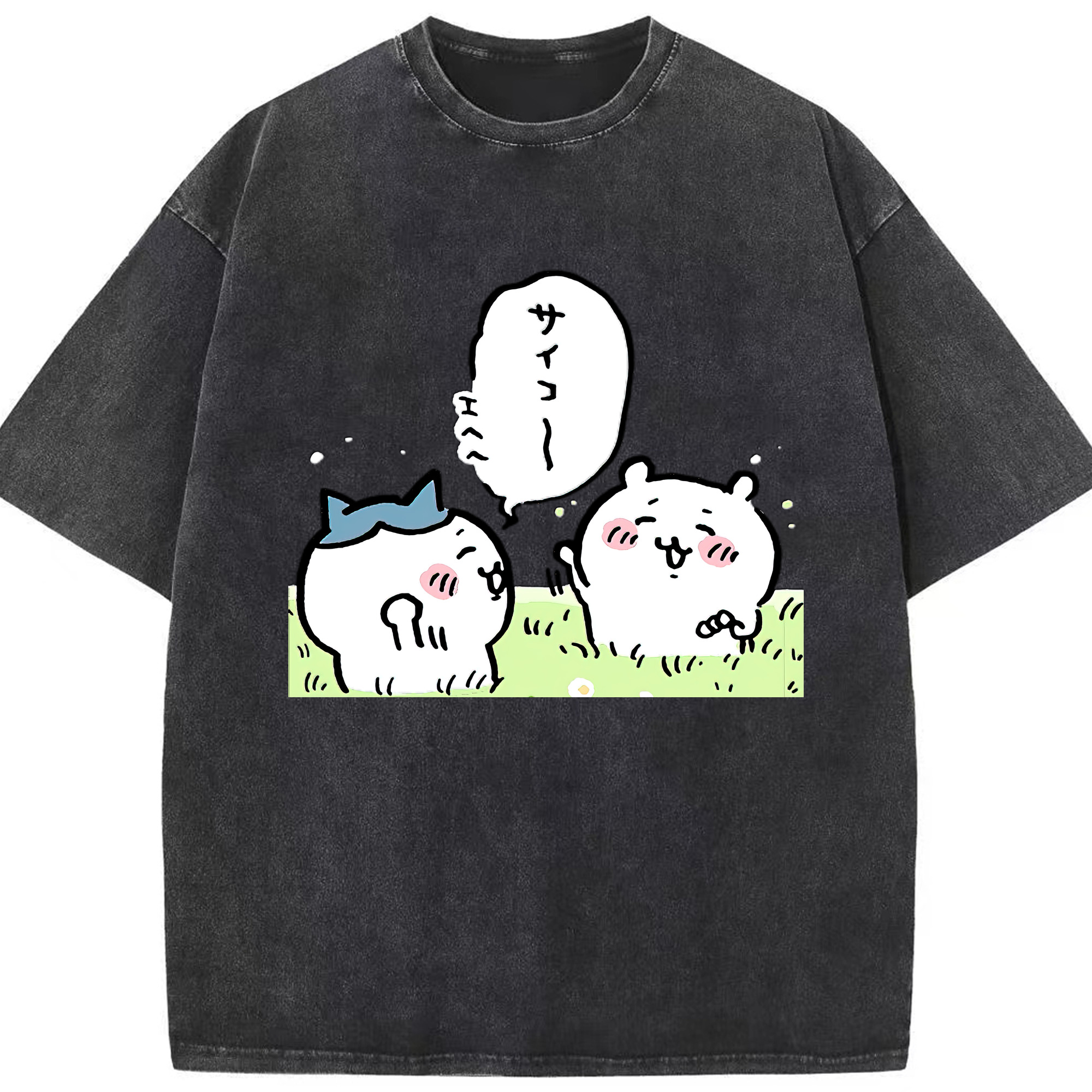 （画像用） ちいかわ ちいかわ Chii-kawa chiikawa 綿100% ヴィンテージ風 半袖Tシャツ（フロントプリント）