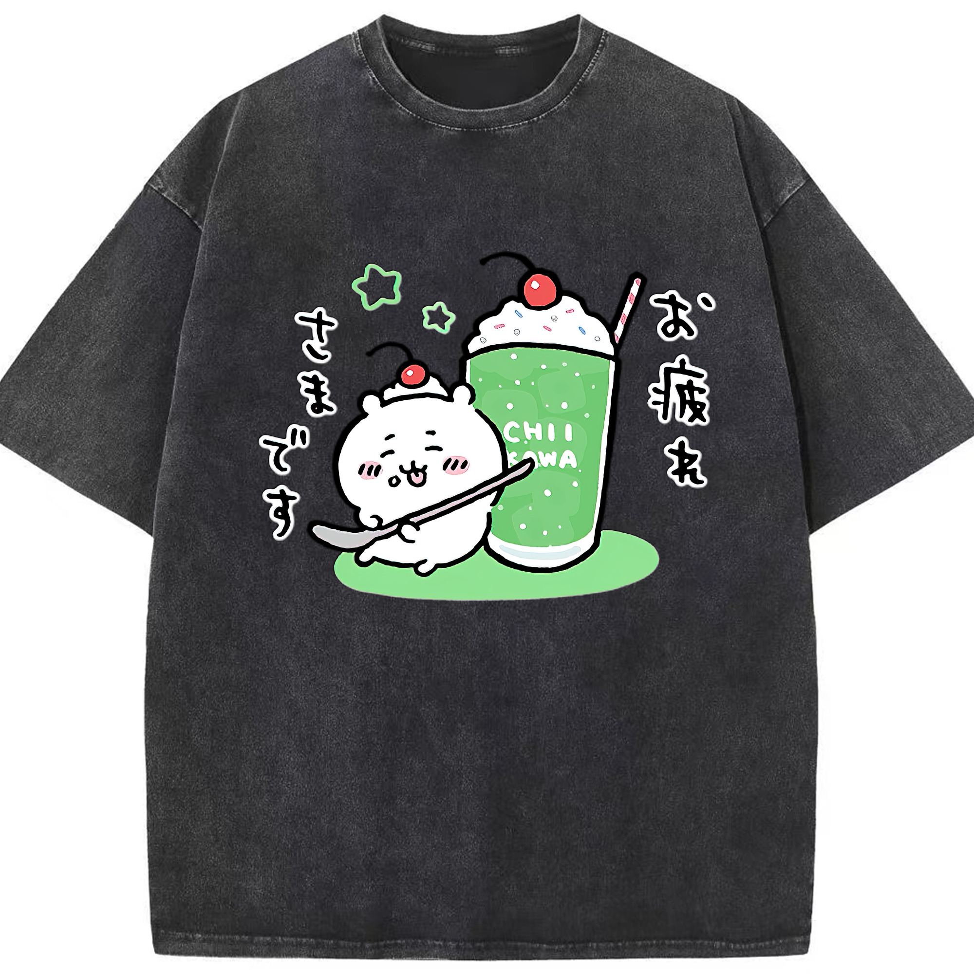 （画像用） ちいかわ ちいかわ Chii-kawa chiikawa 綿100% ヴィンテージ風 半袖Tシャツ（フロントプリント）