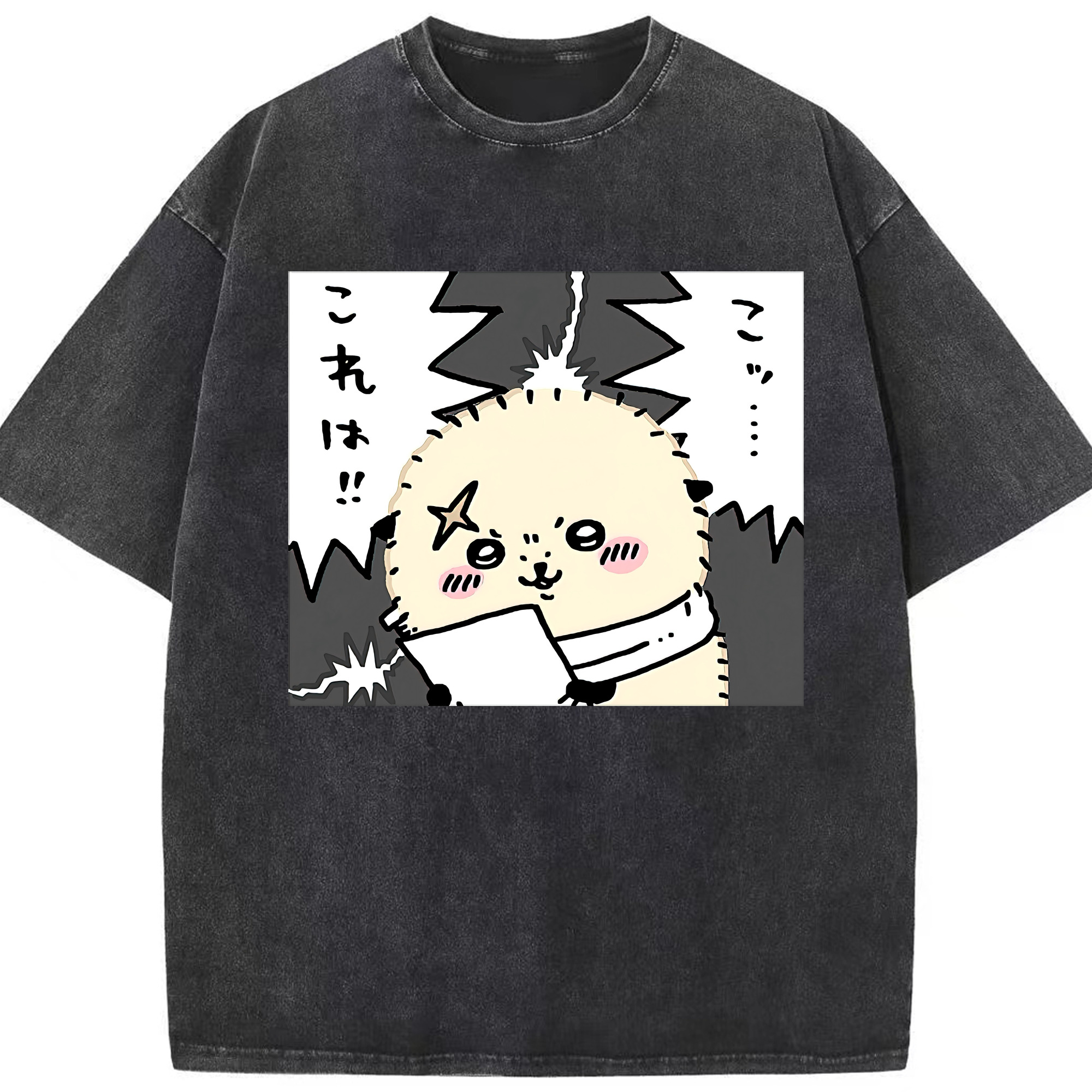 （画像用） ちいかわ ラッコ Chii-kawa Sea otter 綿100% ヴィンテージ風 半袖Tシャツ（フロントプリント）