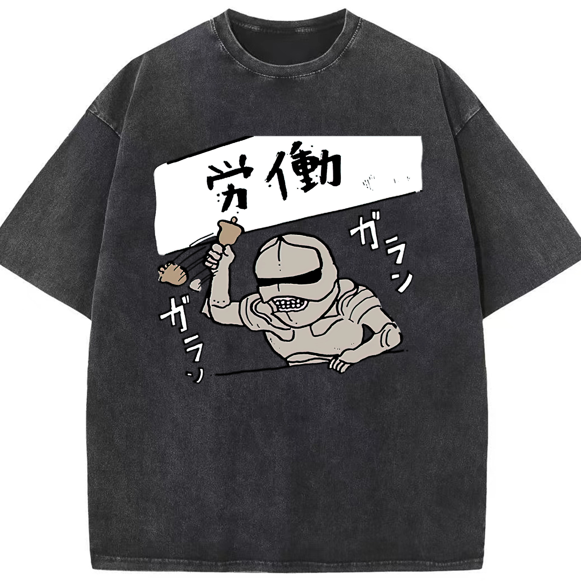 （画像用） ちいかわ 労働の鎧さん Chii-kawa Mr. Armor of Labor 綿100% ヴィンテージ風 半袖Tシャツ（フロントプリント）