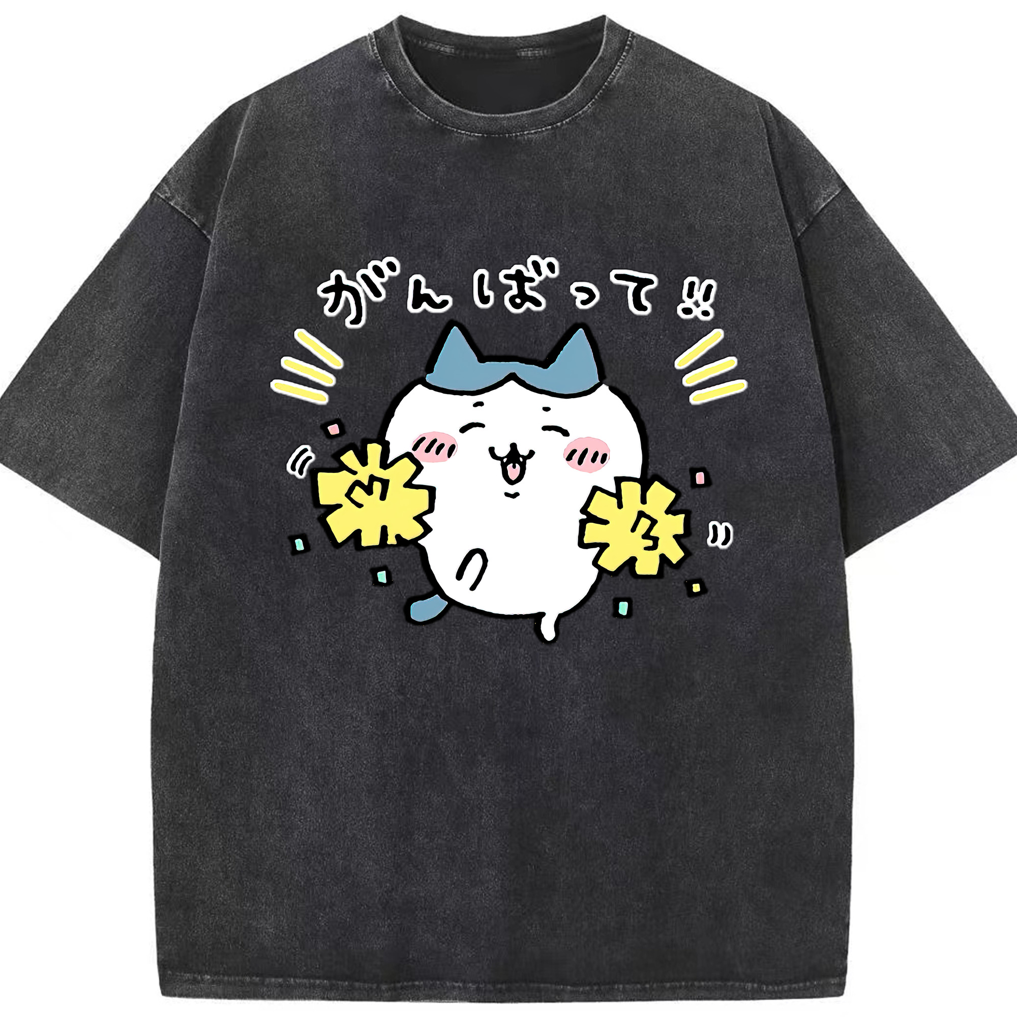 （画像用） ちいかわ ハチワレ Chii-kawa hachiware 綿100% ヴィンテージ風 半袖Tシャツ（フロントプリント）