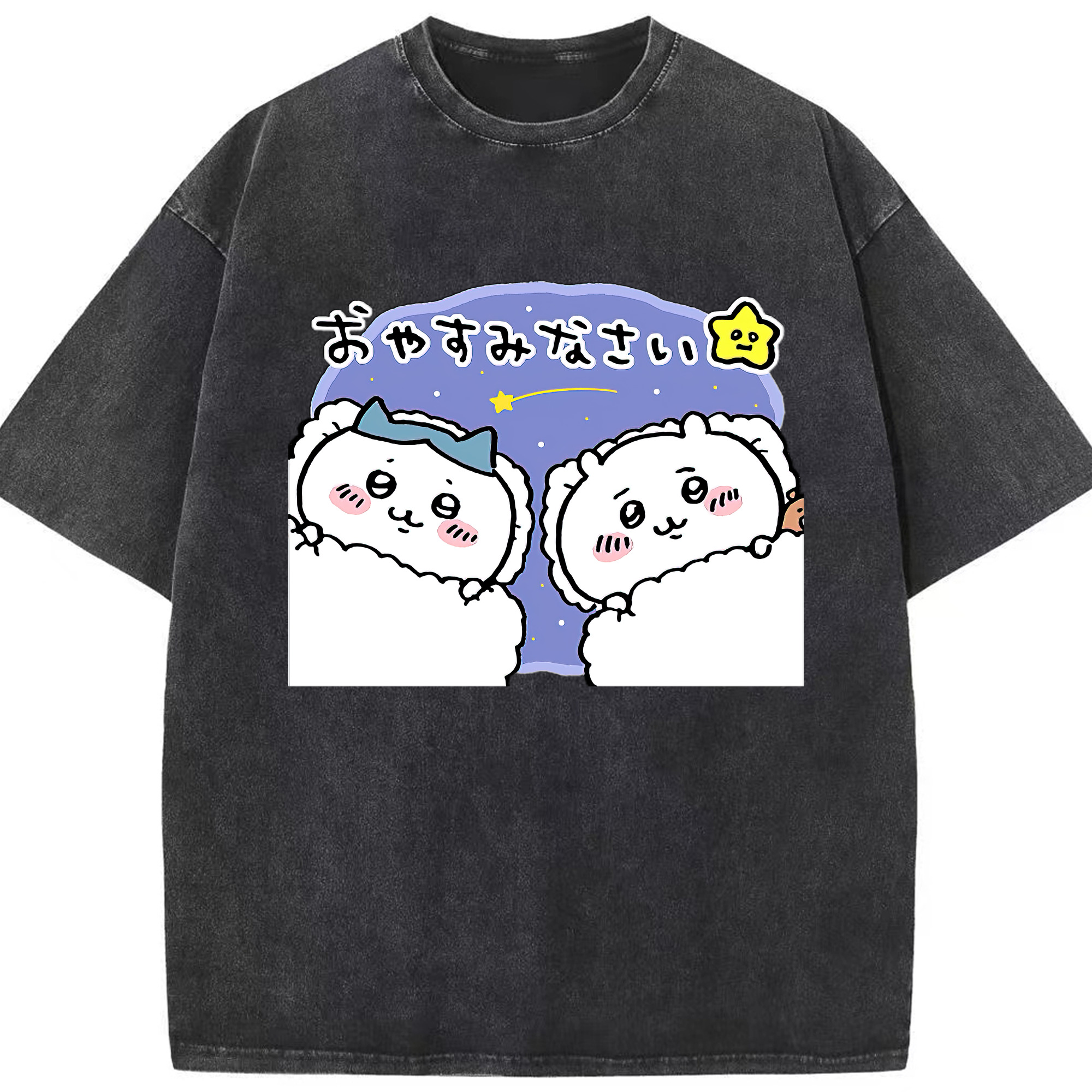 （画像用） ちいかわ ハチワレ Chii-kawa hachiware 綿100% ヴィンテージ風 半袖Tシャツ（フロントプリント）