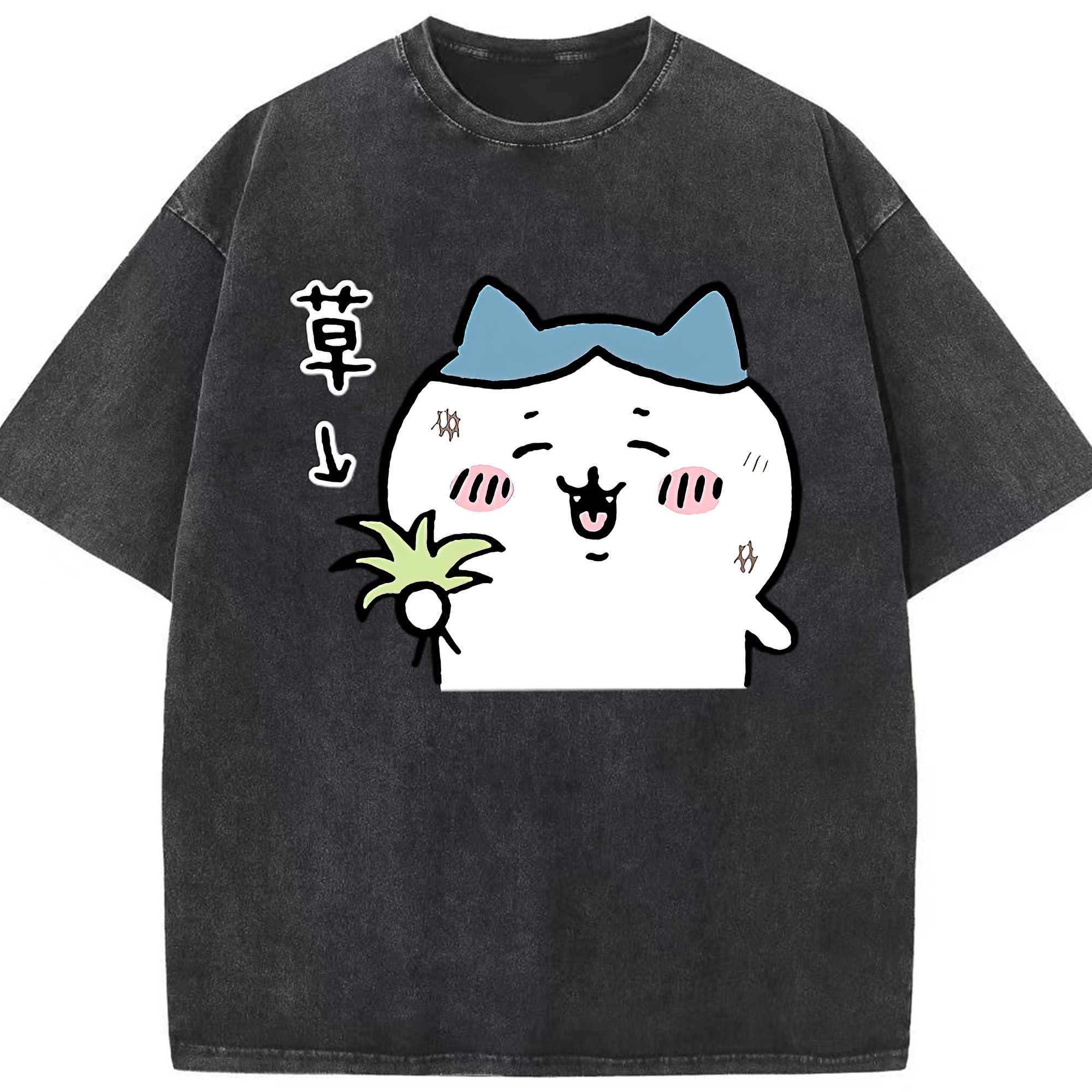 （画像用） ちいかわ ハチワレ Chii-kawa hachiware 綿100% ヴィンテージ風 半袖Tシャツ（フロントプリント）