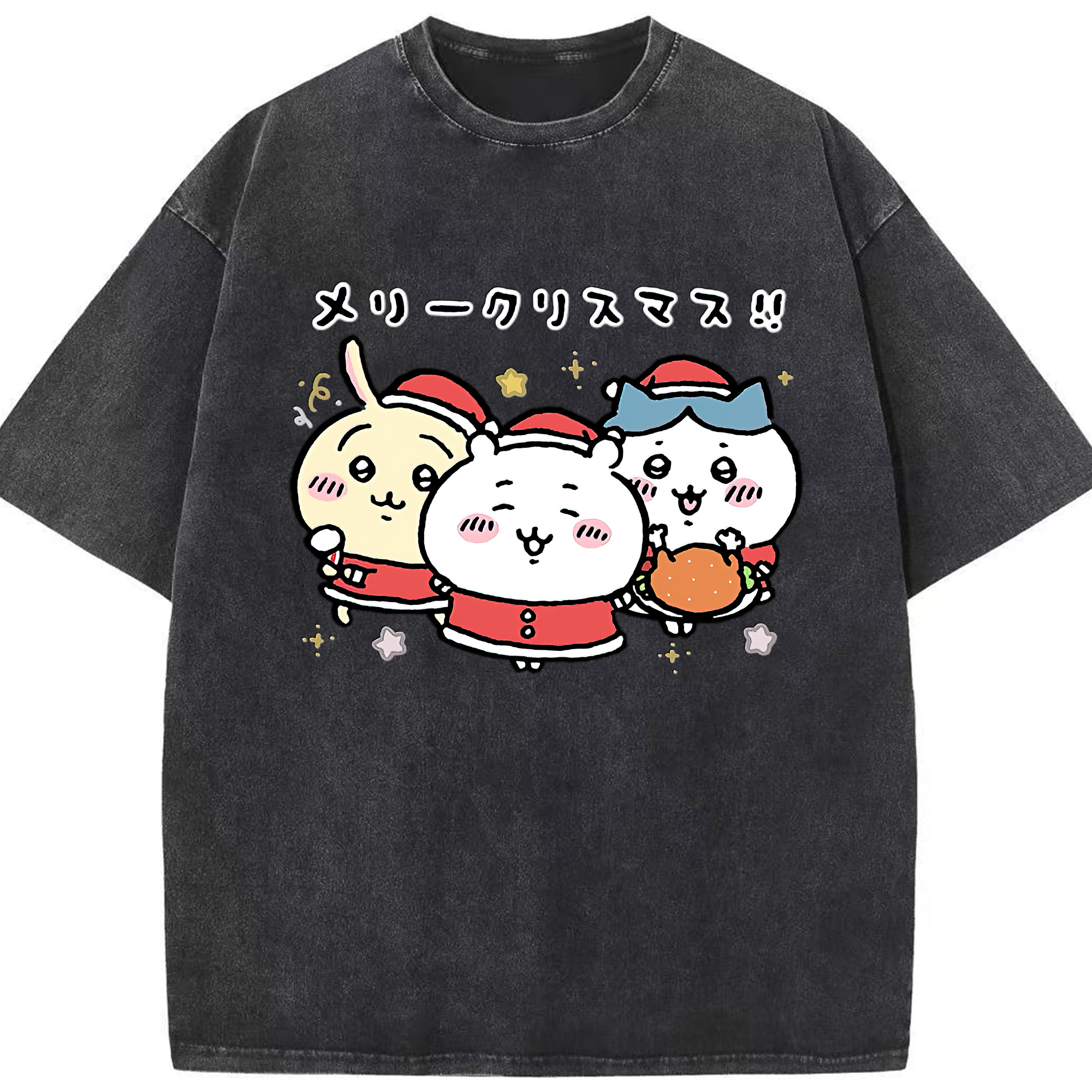 （画像用） ちいかわ ハチワレ Chii-kawa hachiware 綿100% ヴィンテージ風 半袖Tシャツ（フロントプリント）