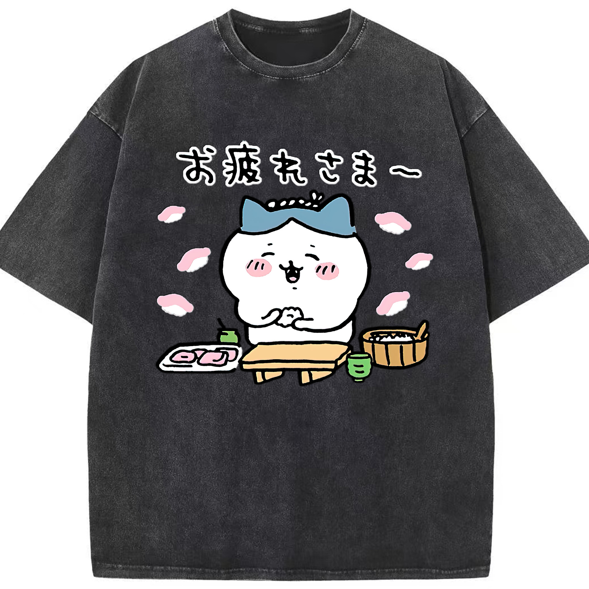 （画像用） ちいかわ ハチワレ Chii-kawa hachiware 綿100% ヴィンテージ風 半袖Tシャツ（フロントプリント）