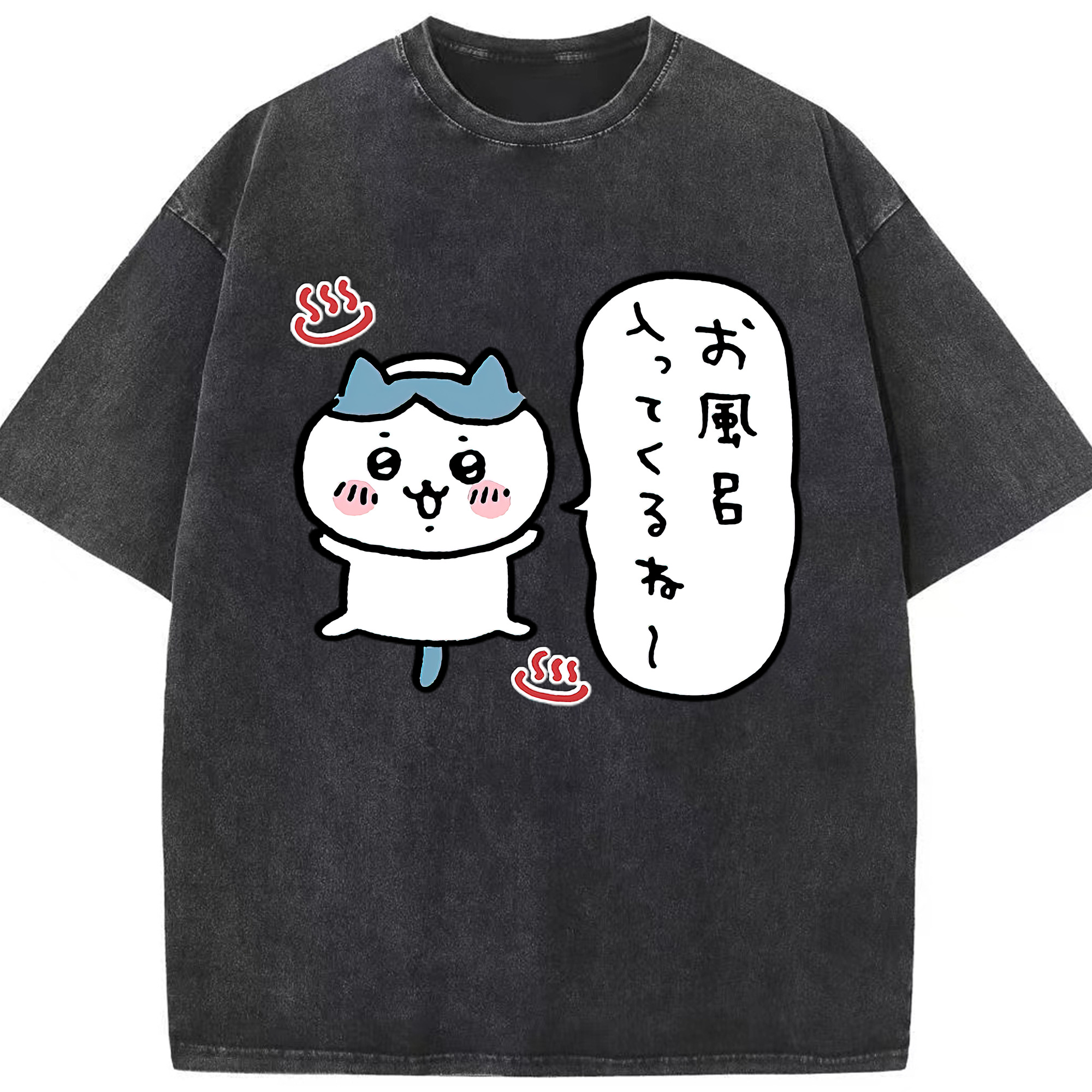 （画像用） ちいかわ ハチワレ Chii-kawa hachiware 綿100% ヴィンテージ風 半袖Tシャツ（フロントプリント）