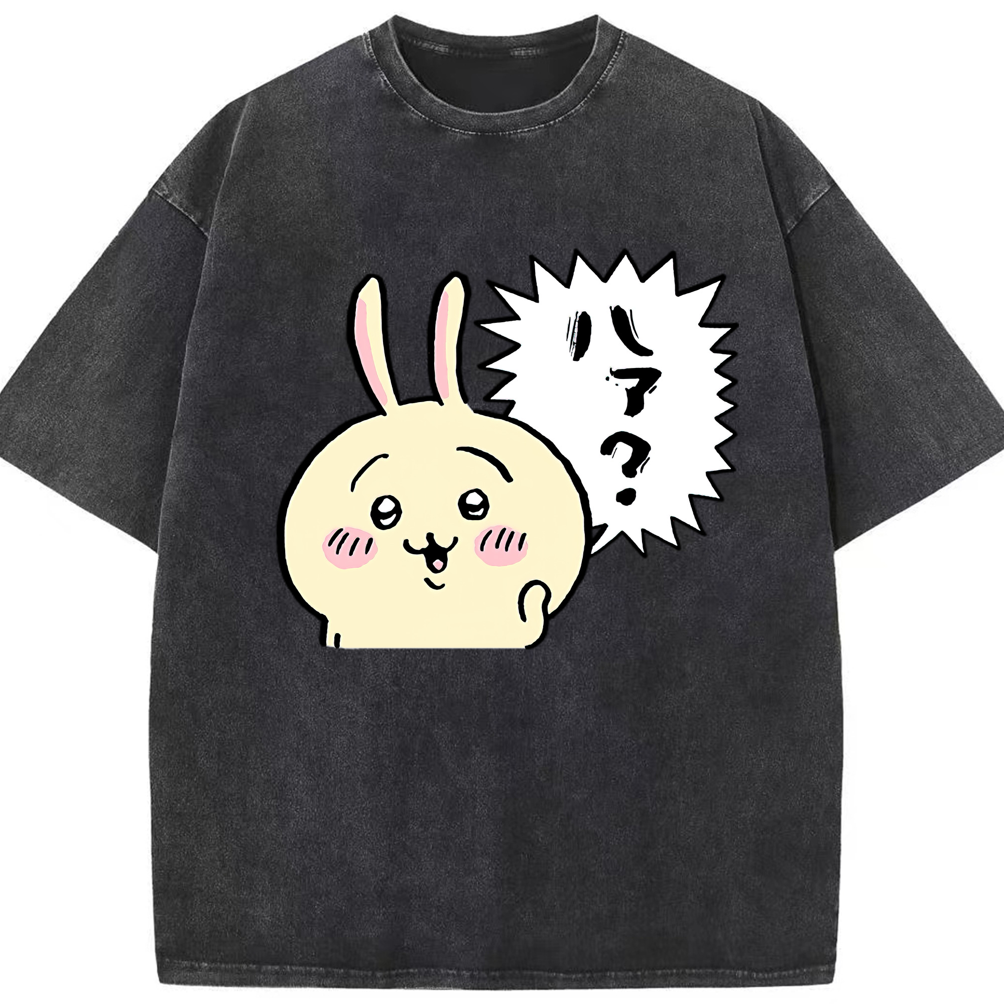 （画像用） ちいかわ うさぎ Chii-kawa usagi 綿100% ヴィンテージ風 半袖Tシャツ（フロントプリント）