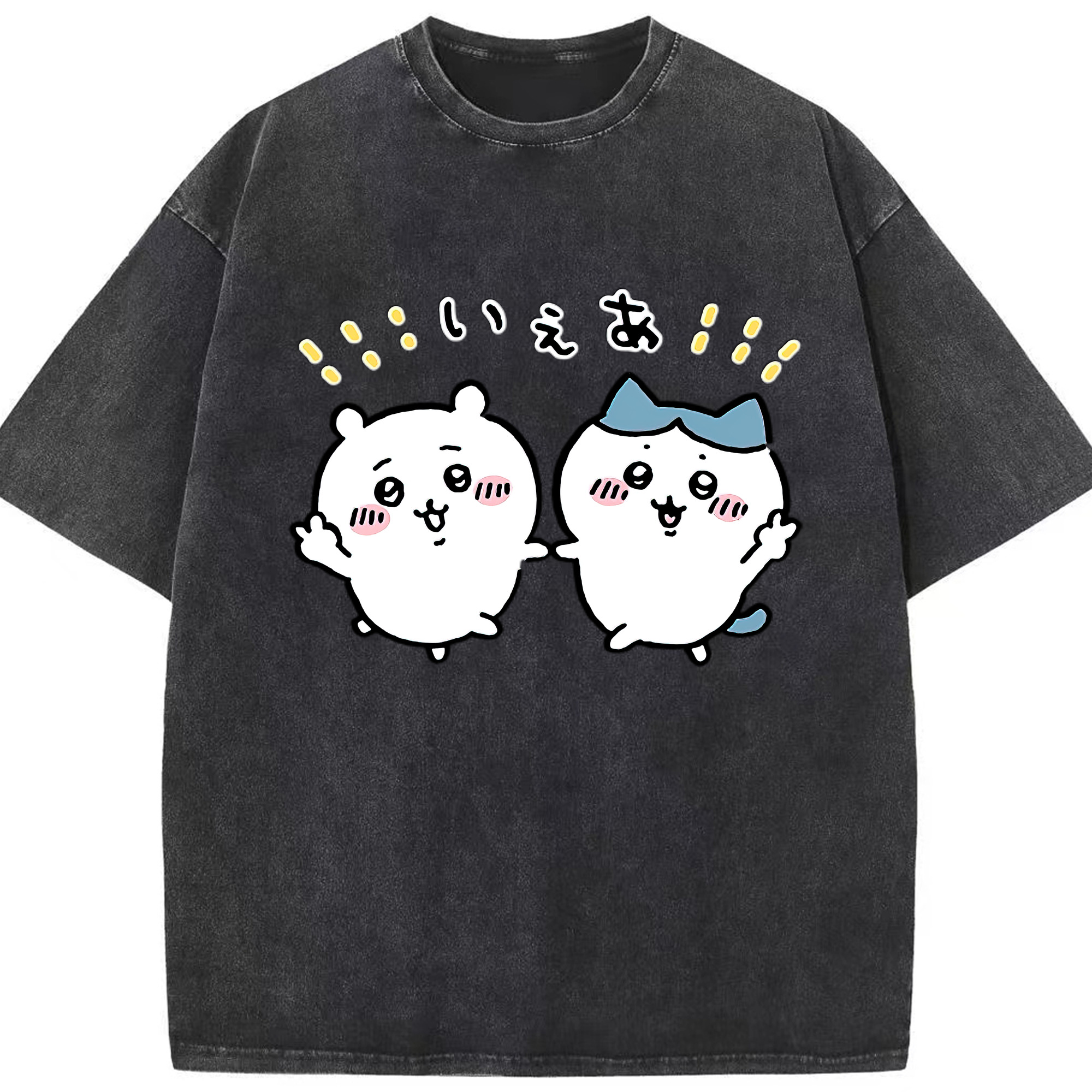 （画像用） ちいかわ ハチワレ Chii-kawa hachiware 綿100% ヴィンテージ風 半袖Tシャツ（フロントプリント）