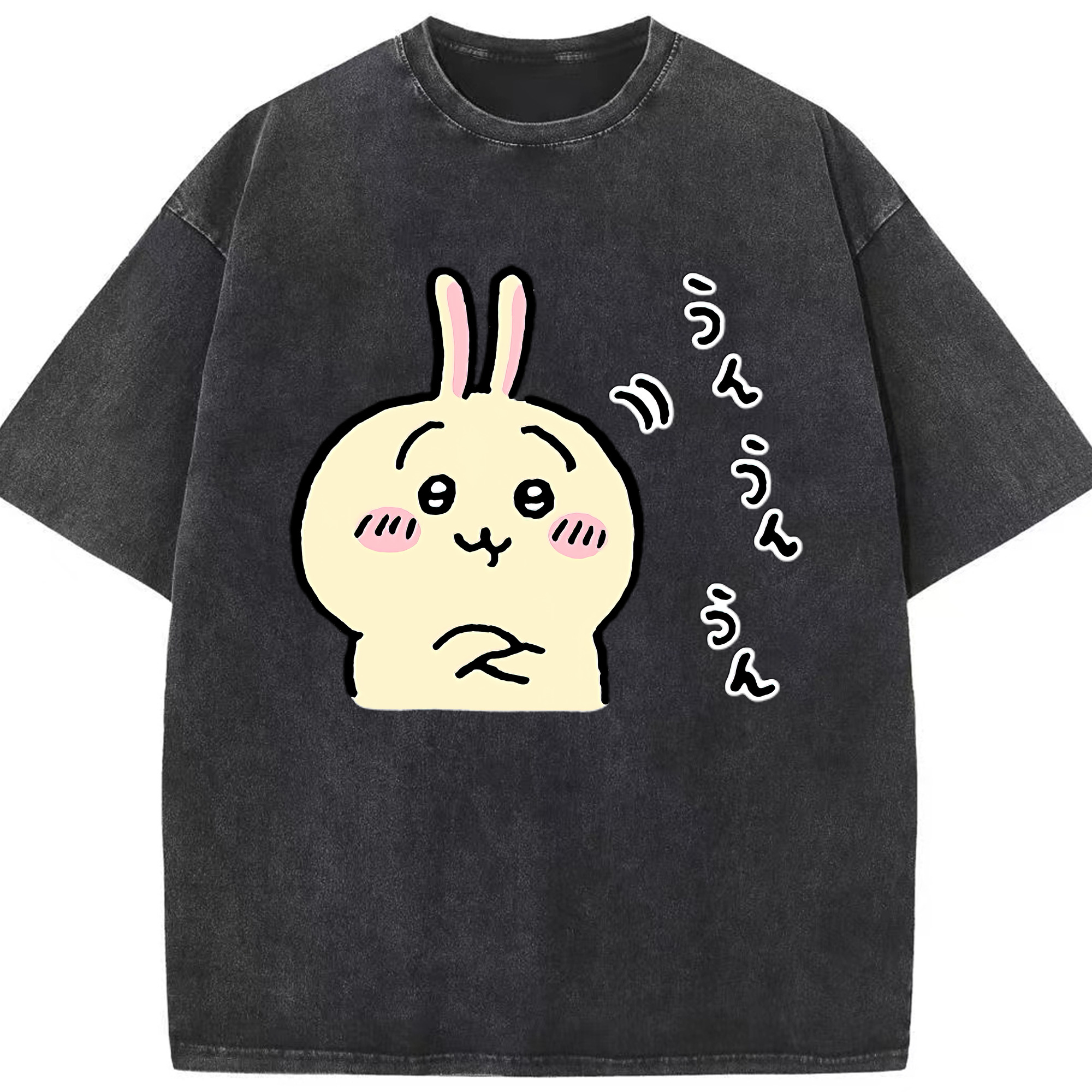 （画像用） ちいかわ うさぎ Chii-kawa usagi 綿100% ヴィンテージ風 半袖Tシャツ（フロントプリント）