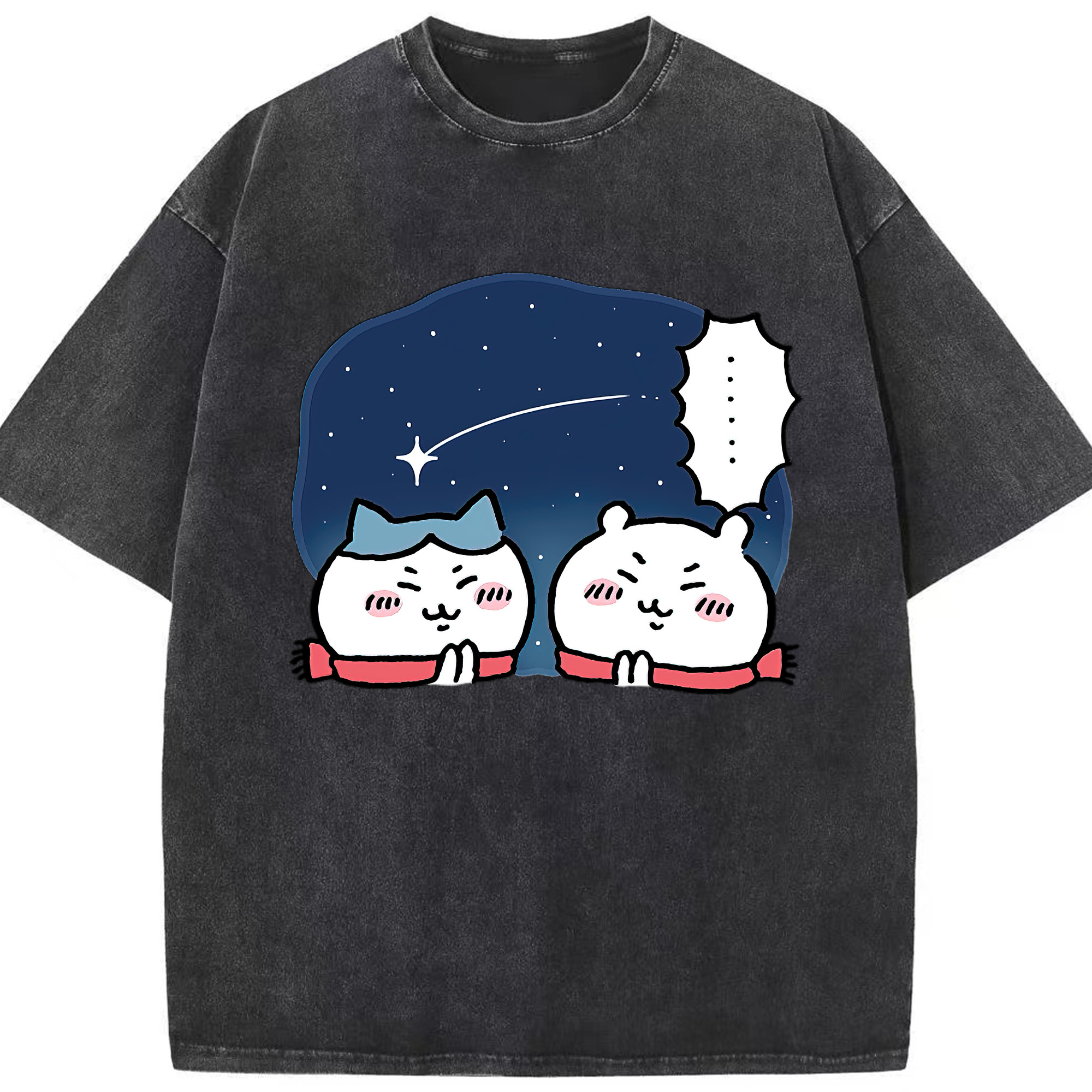 （画像用） ちいかわ ハチワレ Chii-kawa hachiware 綿100% ヴィンテージ風 半袖Tシャツ（フロントプリント）